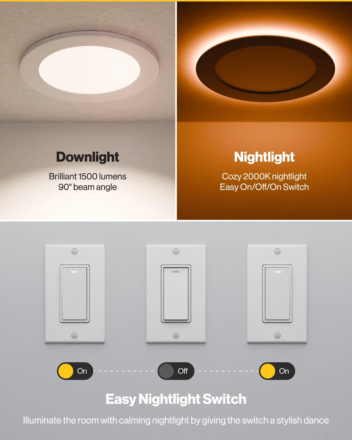 Sunco 12 Pack 6 Inch LED Recessed Light with Night Light, Canless Recessed Lighting, 1500 LM, 15W (150W Equivalent), Selectable CCT 2700K/3000K/4000K/5000K/6000K, Dimmable, with Junction Box