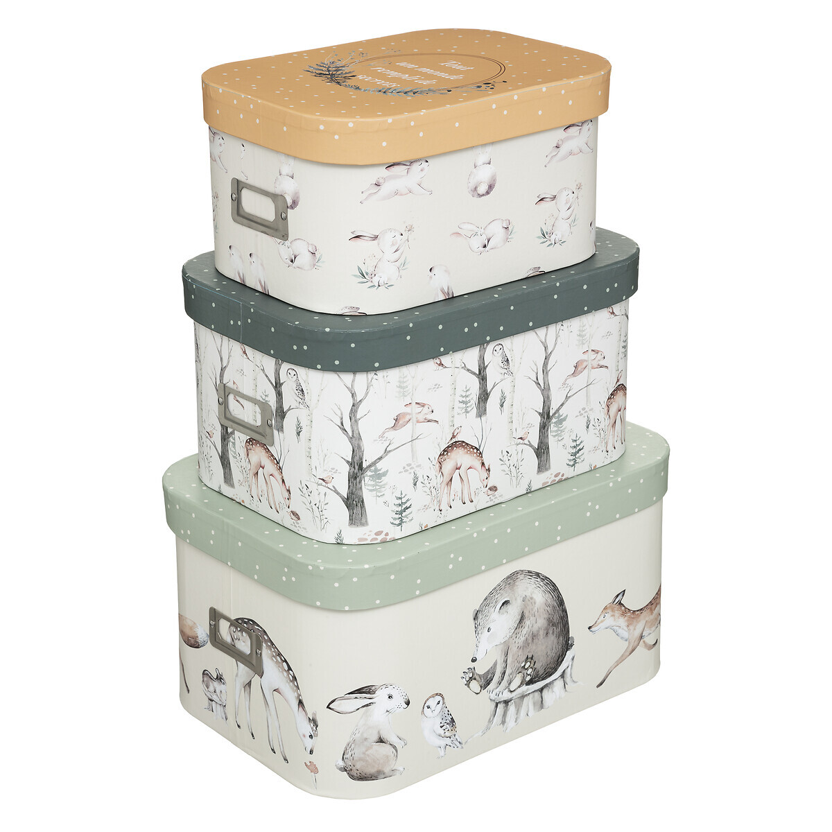 Set of 3 kids storage boxes L.28/32/37 cm