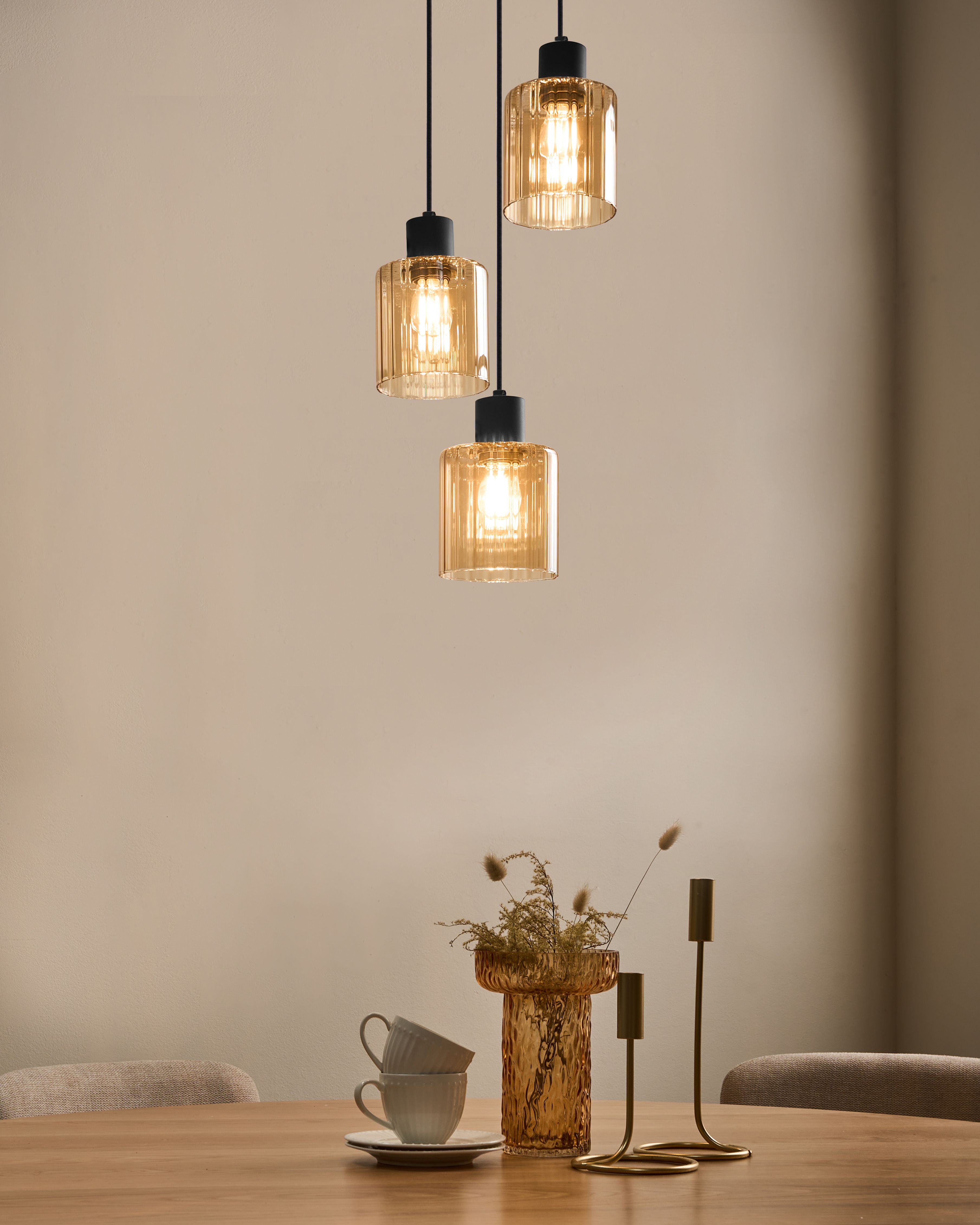 3 Light Pendant Lamp KITARE Glass Beige