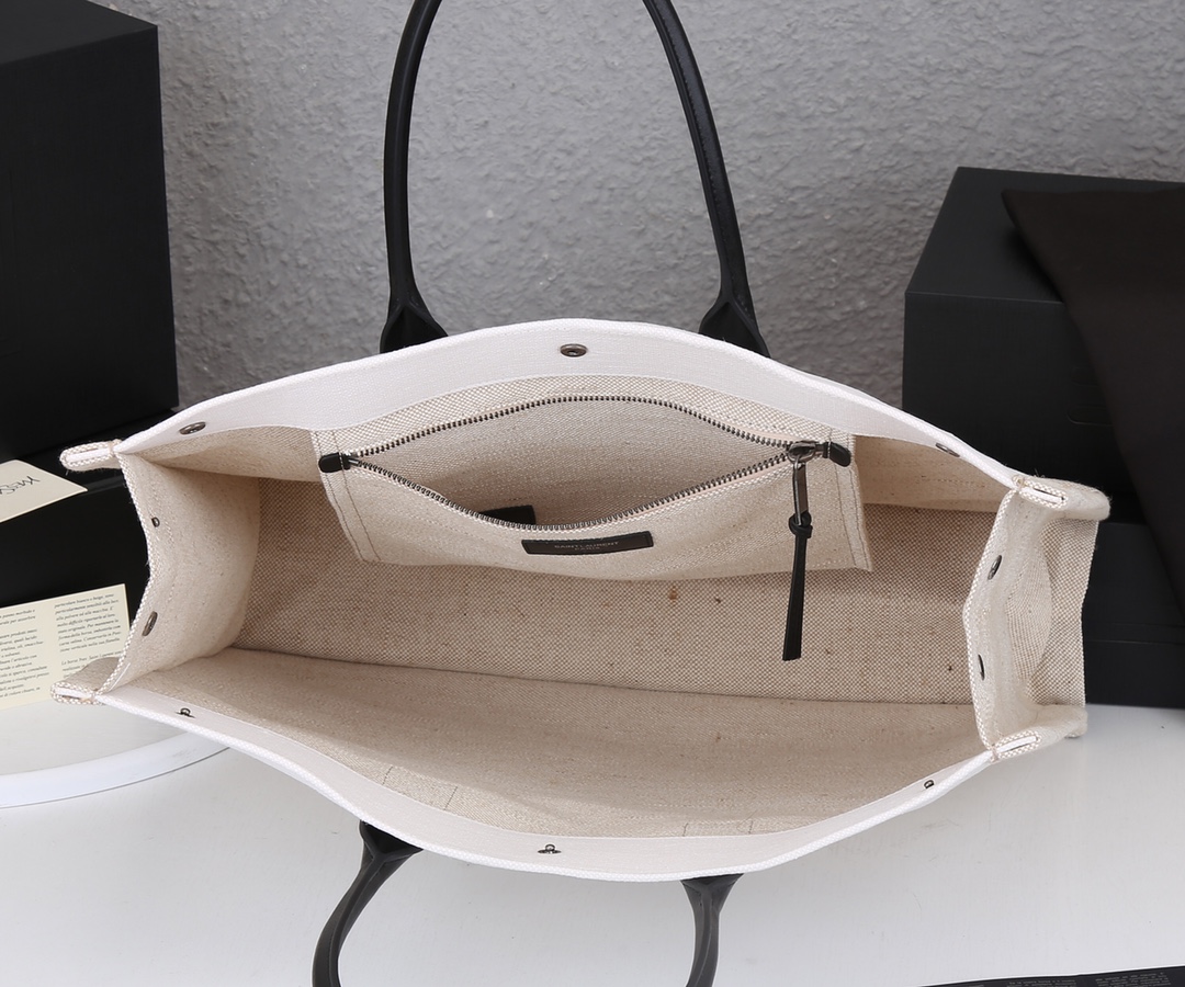 Replica Ysl Rive Gauche Tote Bag In Linen And Leather1:1High-quality replica
