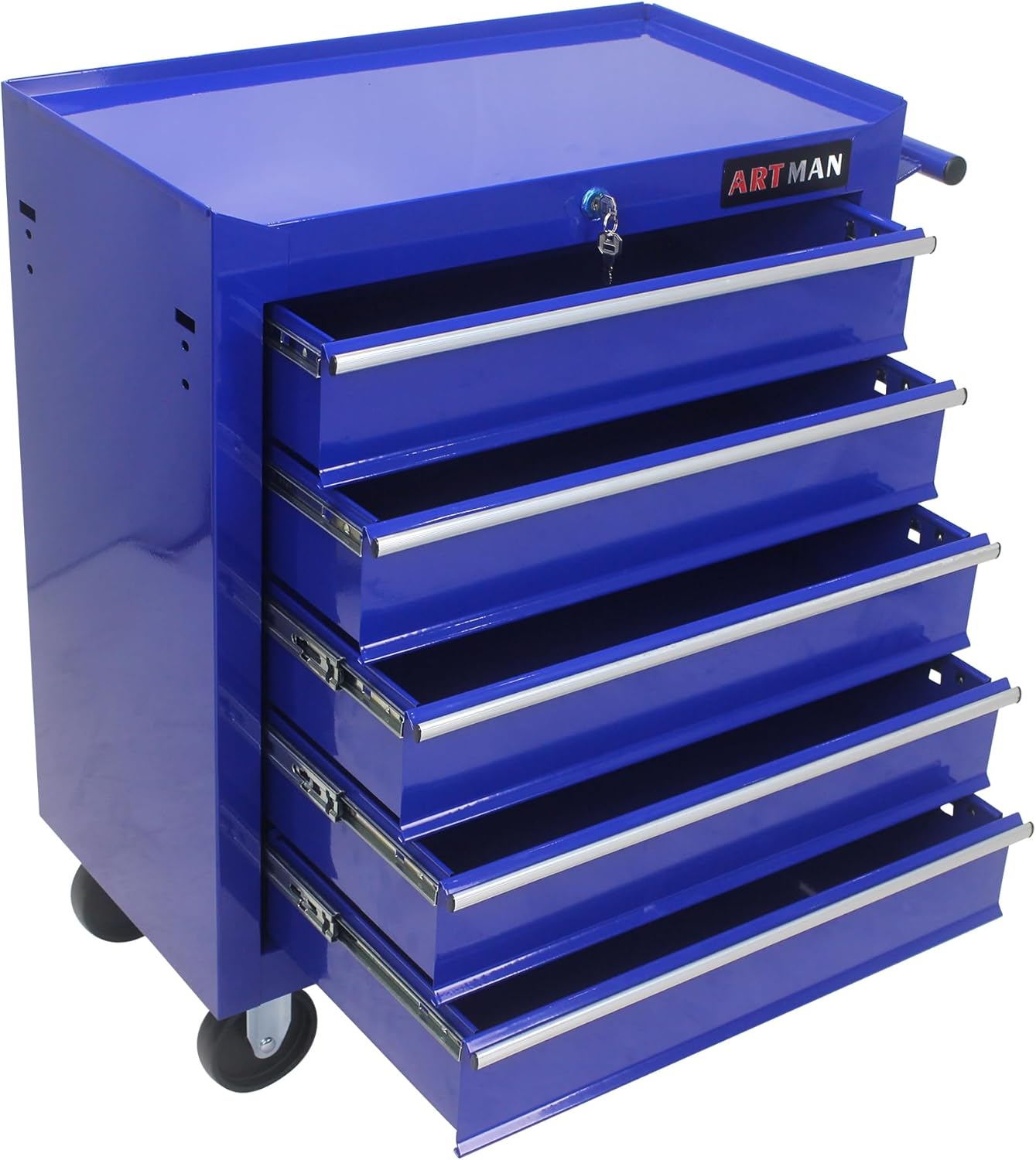 RYH 5 Drawers Rolling Tool Chest & Tool Box on Wheels | Heavy Duty Metal Cart with Ball Bearing Drawers | Fits US General Tool Box for Garage Storage (Blue, 5 Drawers（29.9