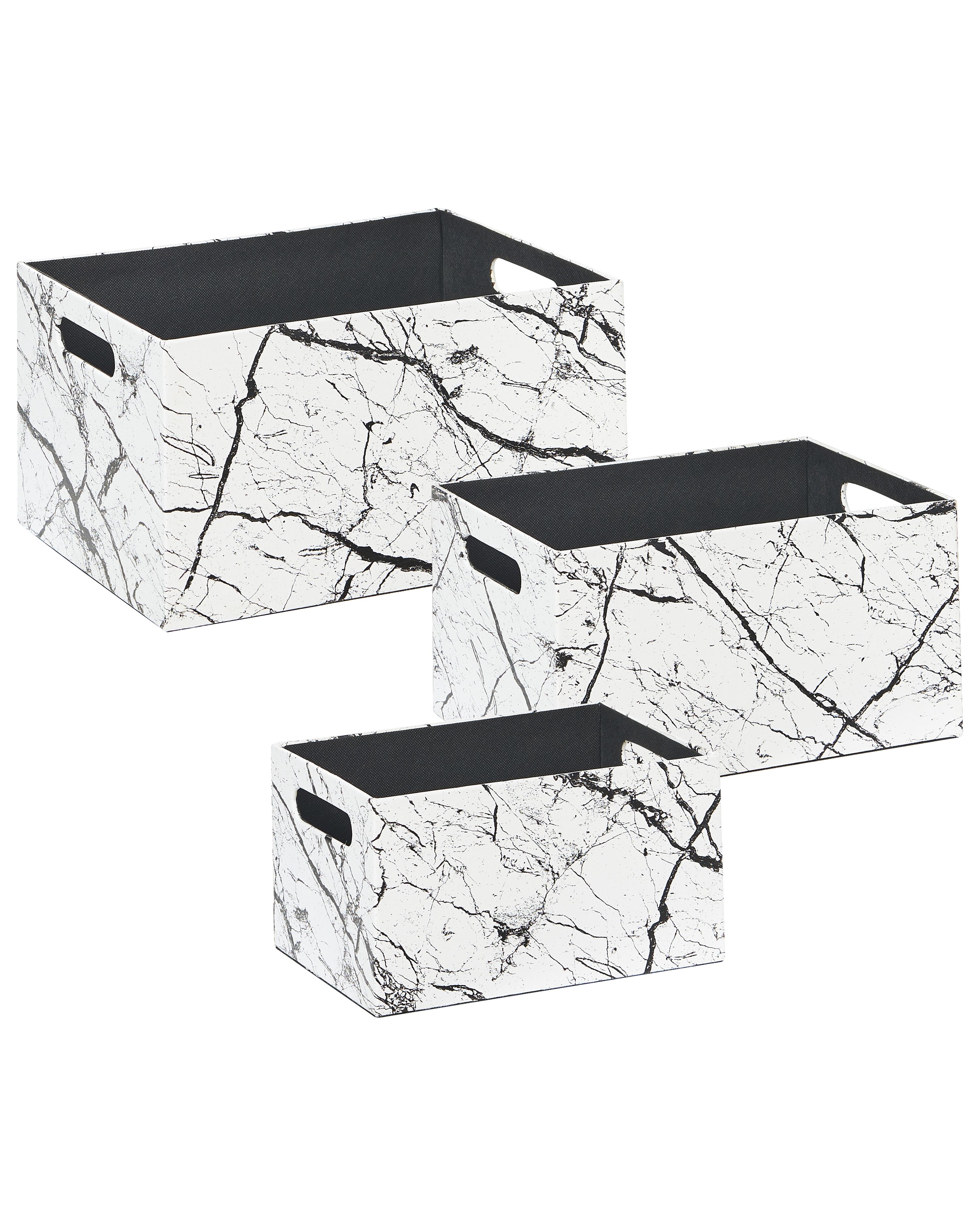 Set of 3 Boxes LARSA Faux Leather White