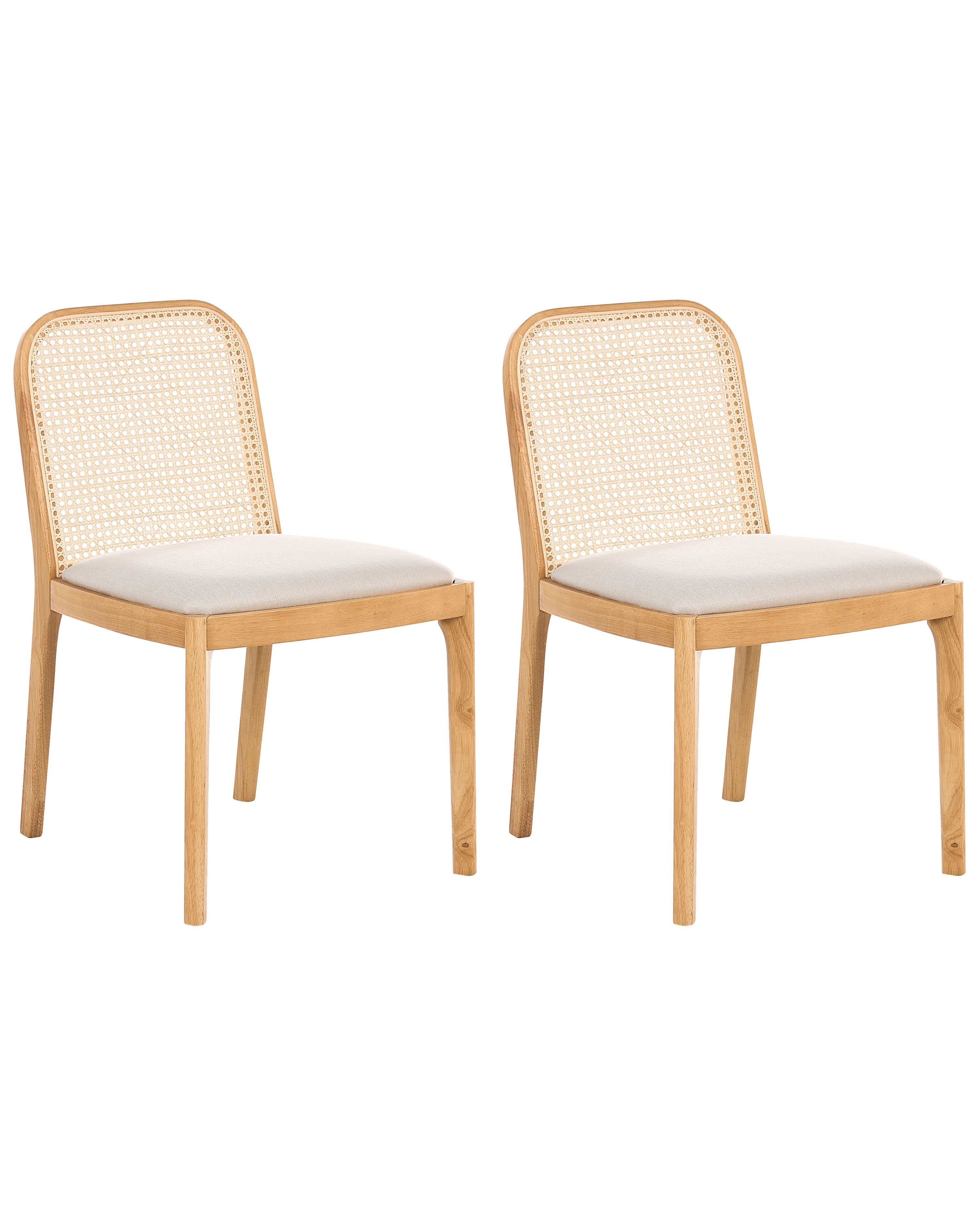 Set of 2 Dining Chairs EDINA Fabric Light Brown/ Beige
