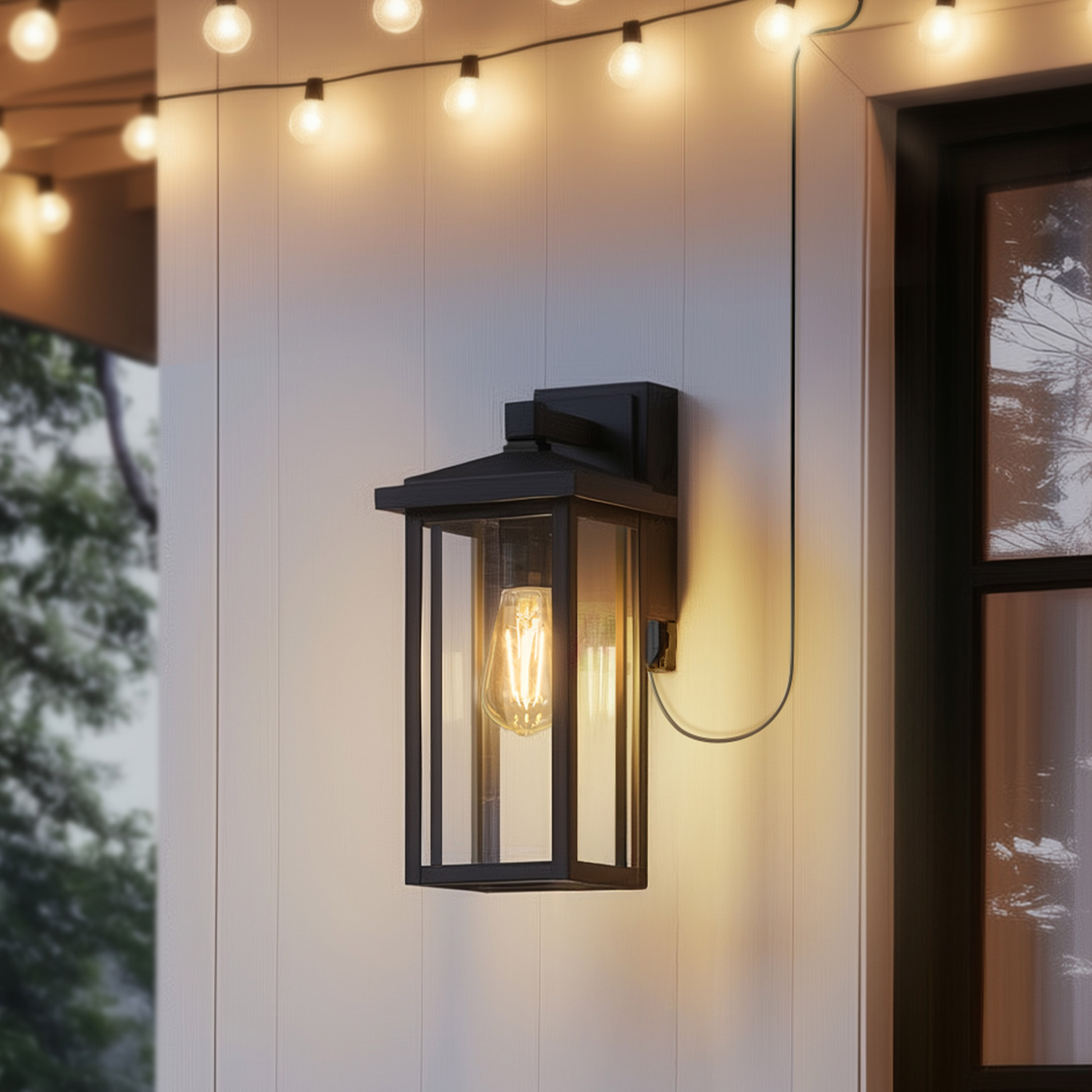 Globe Electric 14' Matte Black Outdoor Wall Light with GFCI Outlet - Image 7