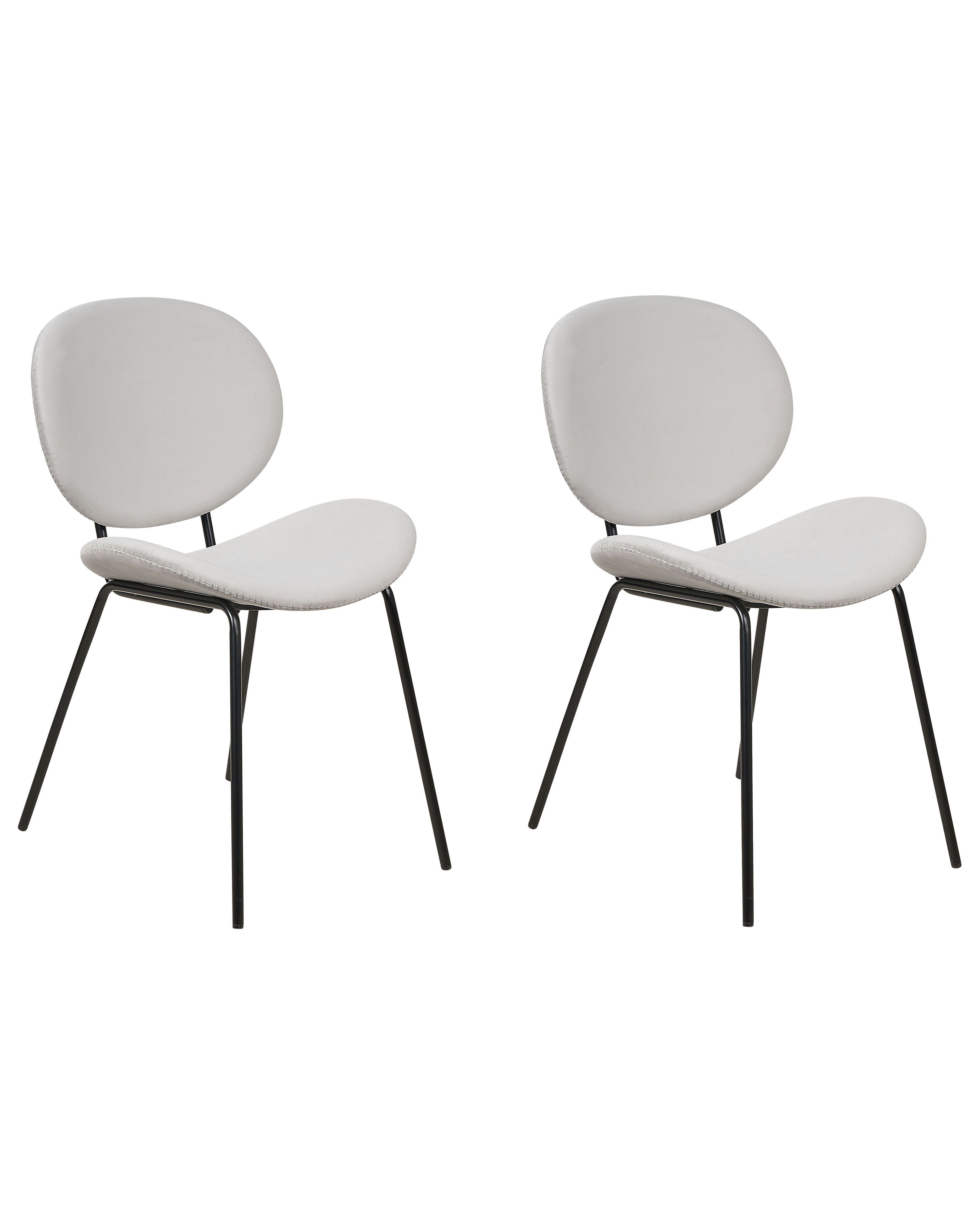Set of 2 Dining Chairs LUANA Velvet Light Grey