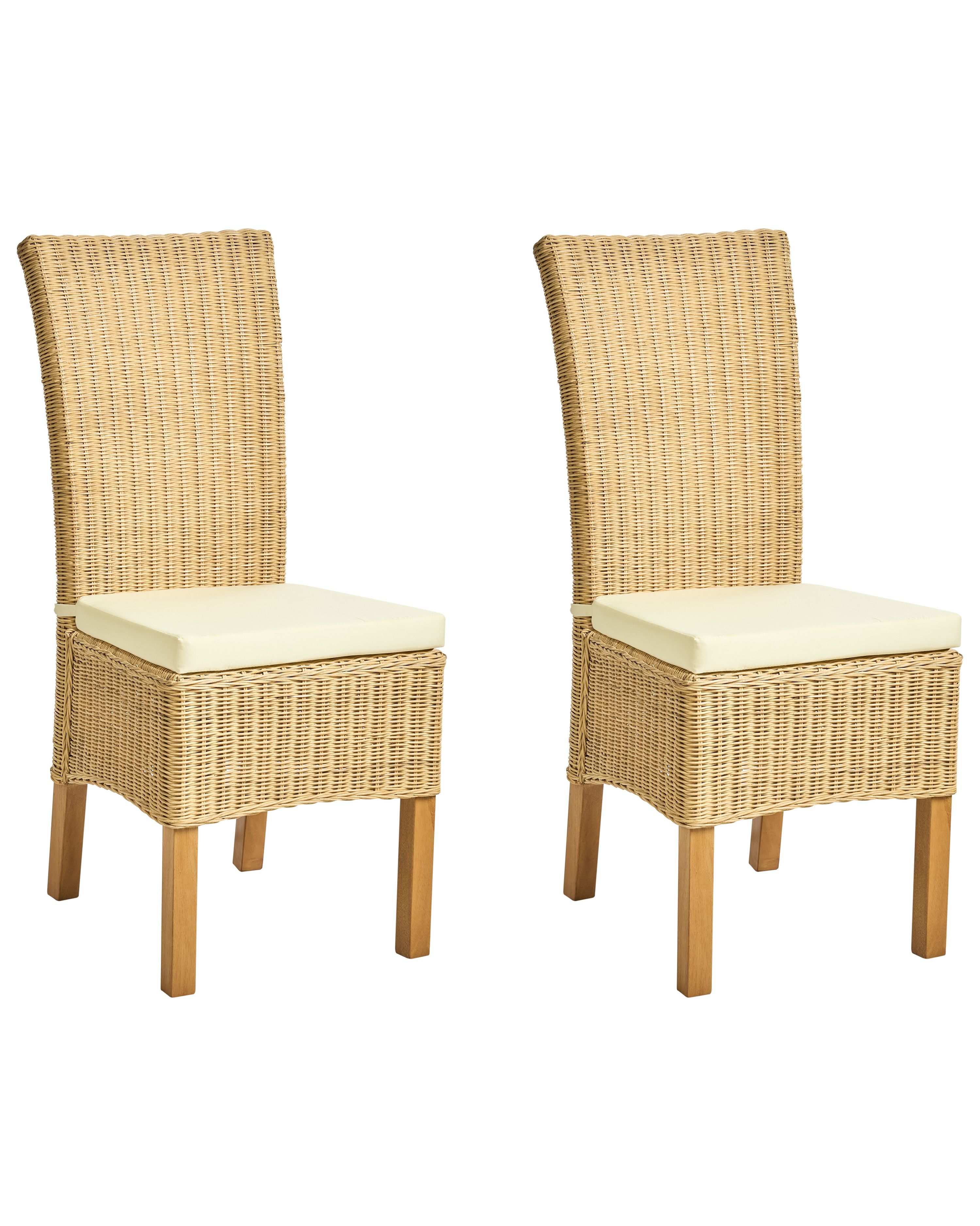 Set of 2 Dining Chairs ANDES Rattan Natural