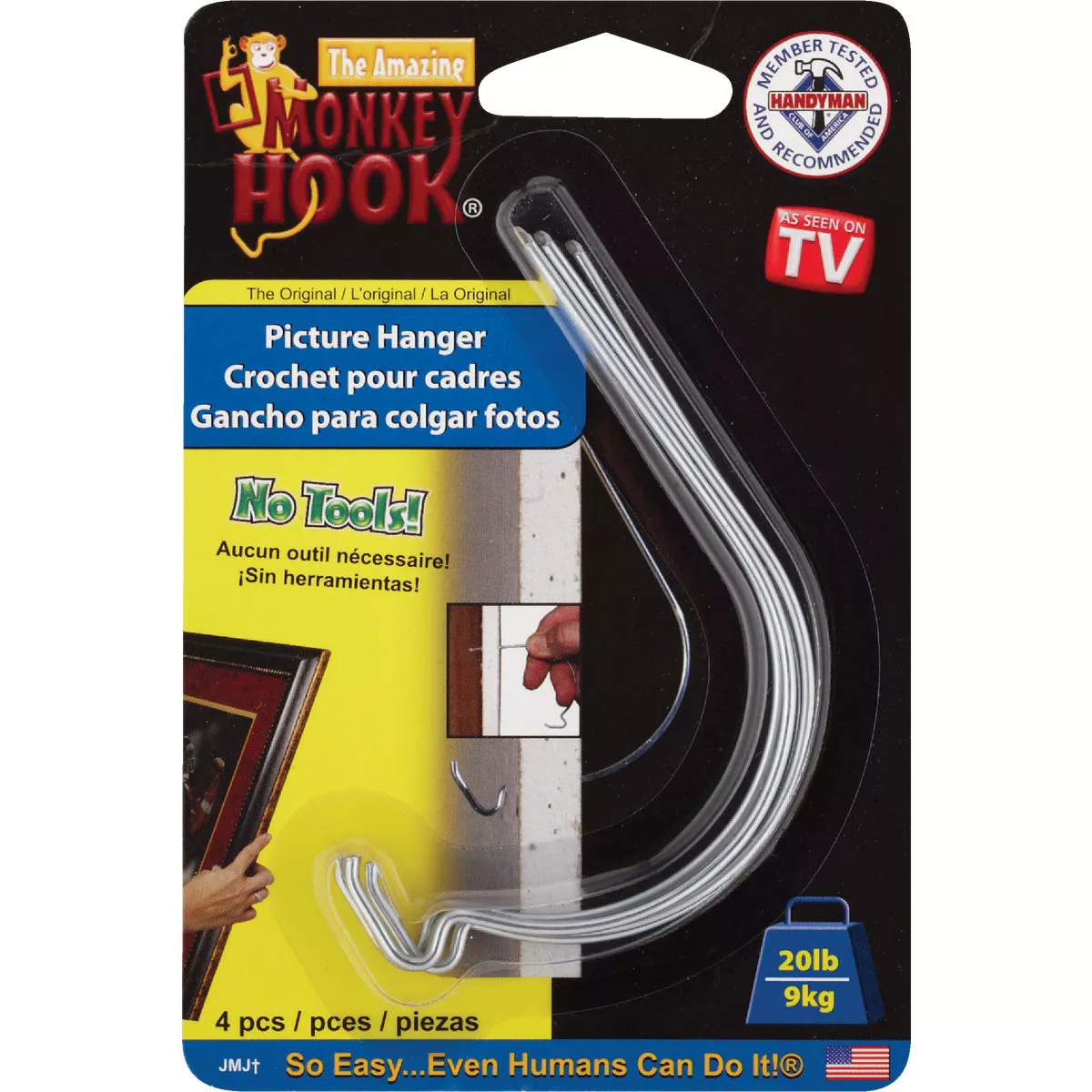 Monkey Hook Original Hanger with Perfect Install Guide (4 Count)