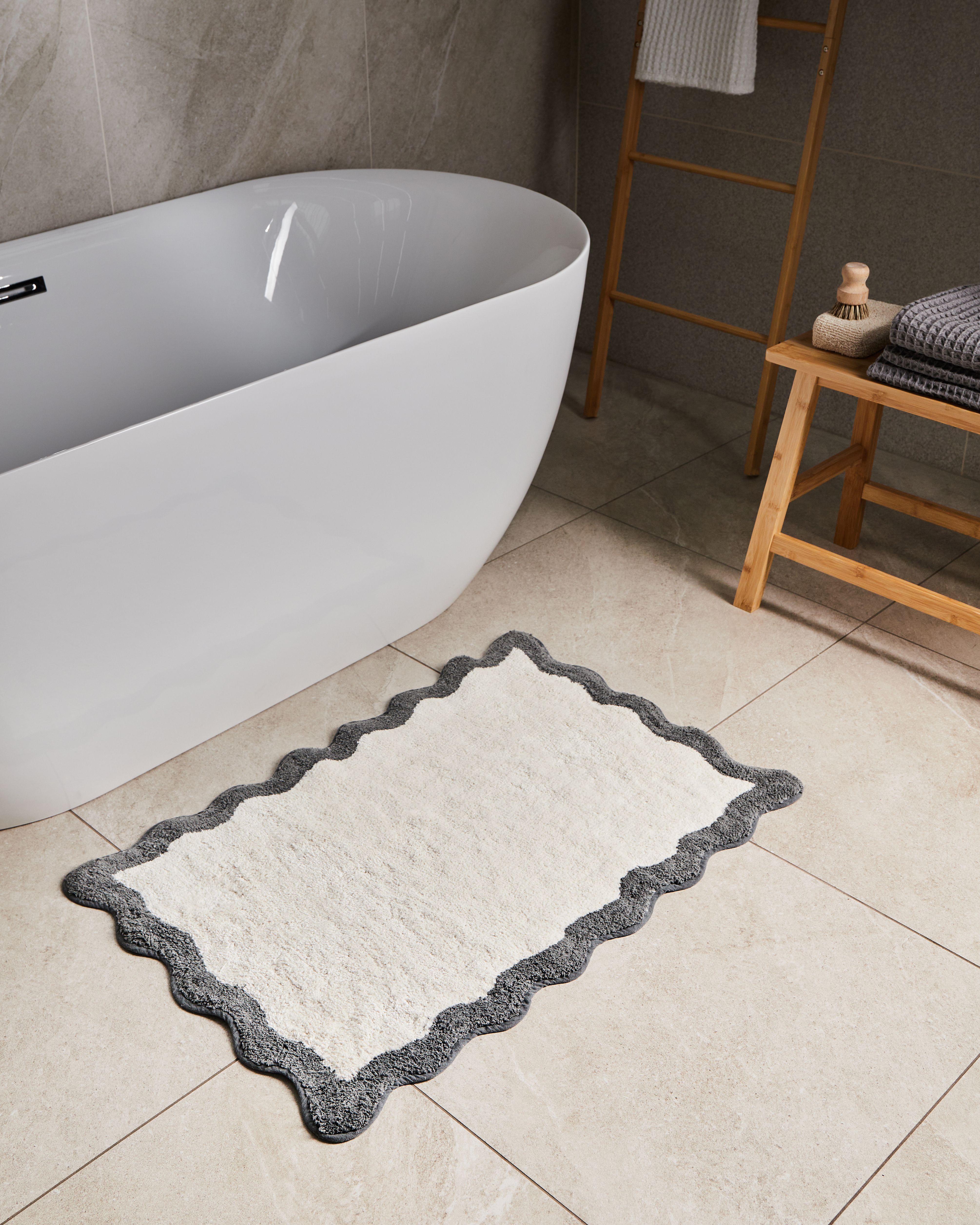 Bath Mat NANGAL Grey/ Beige 60 x 90 cm Cotton