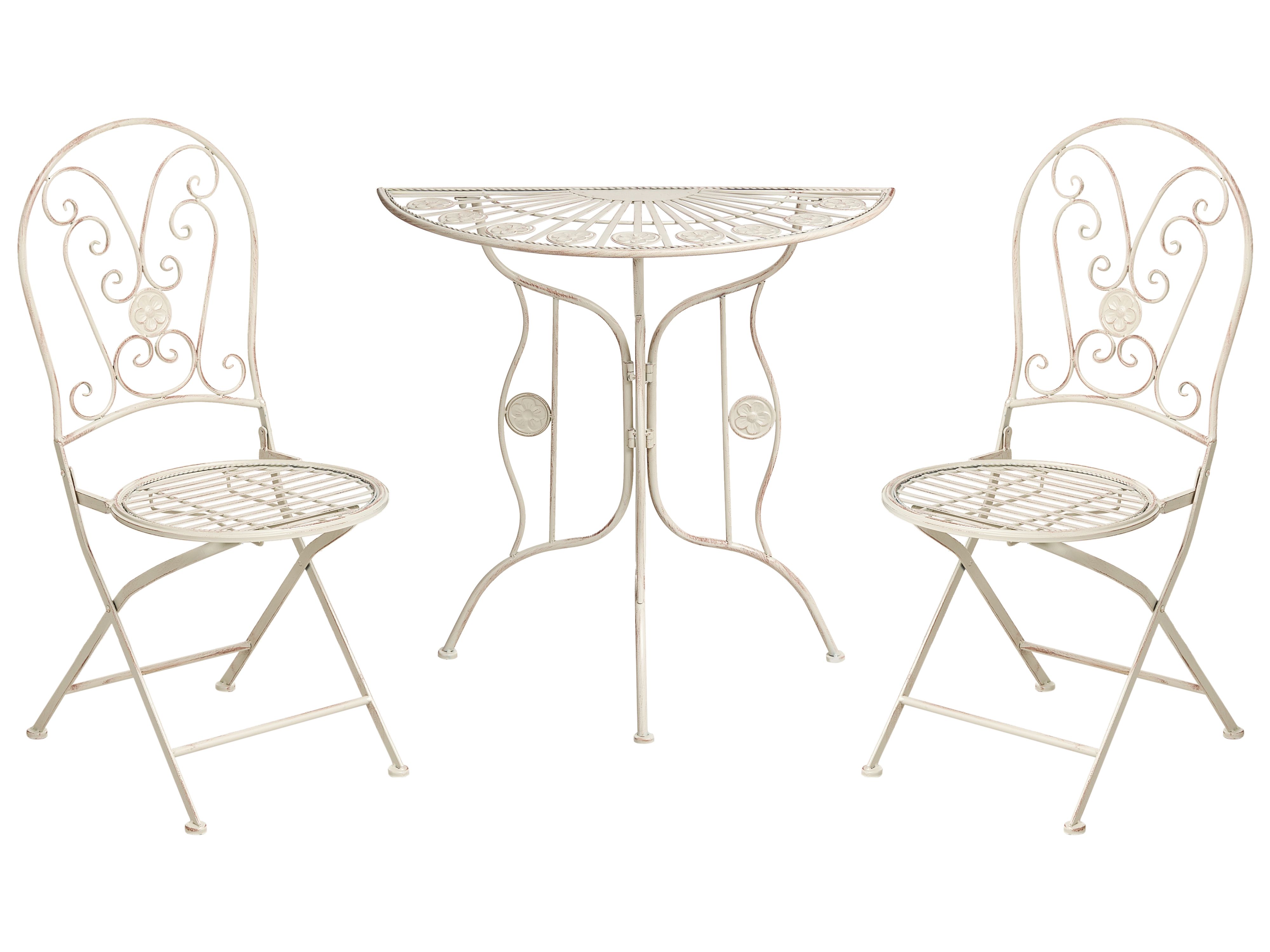 Bistro Set Folding COGGIA Metal Light Beige