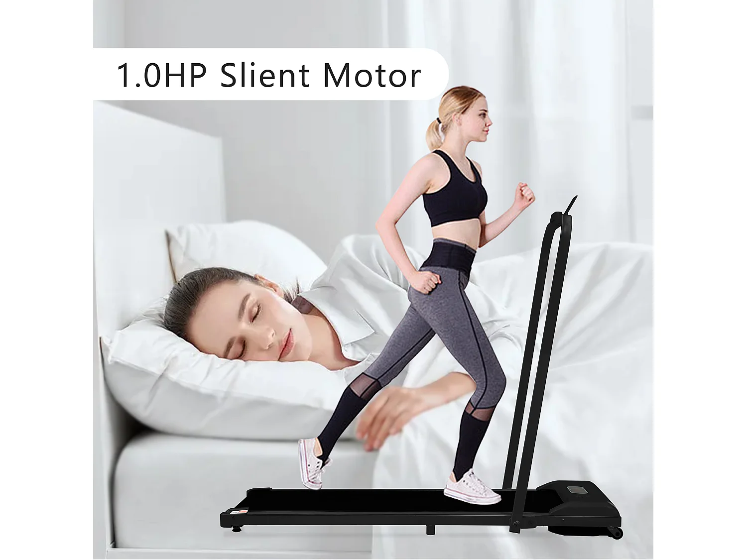 Tapis de course avec écran LED ,haut-parleur Bluetooth et support - Noir