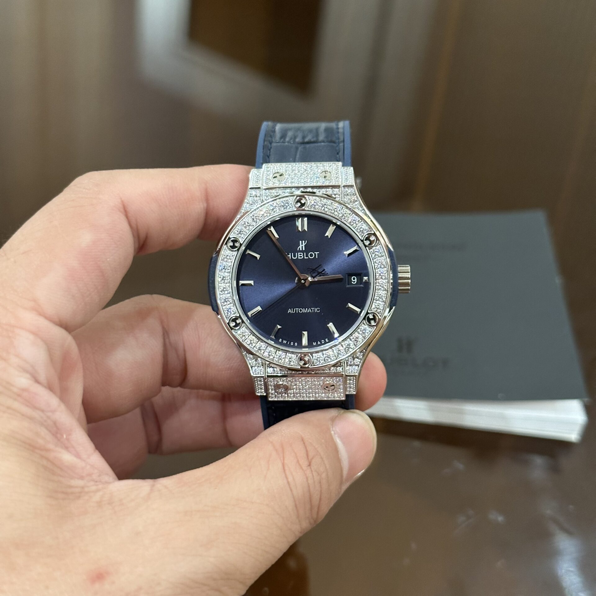 Hublot Classic Fusion Blue Diamond Replica Watch HB Factory 38mm - Elite Watch Atelier