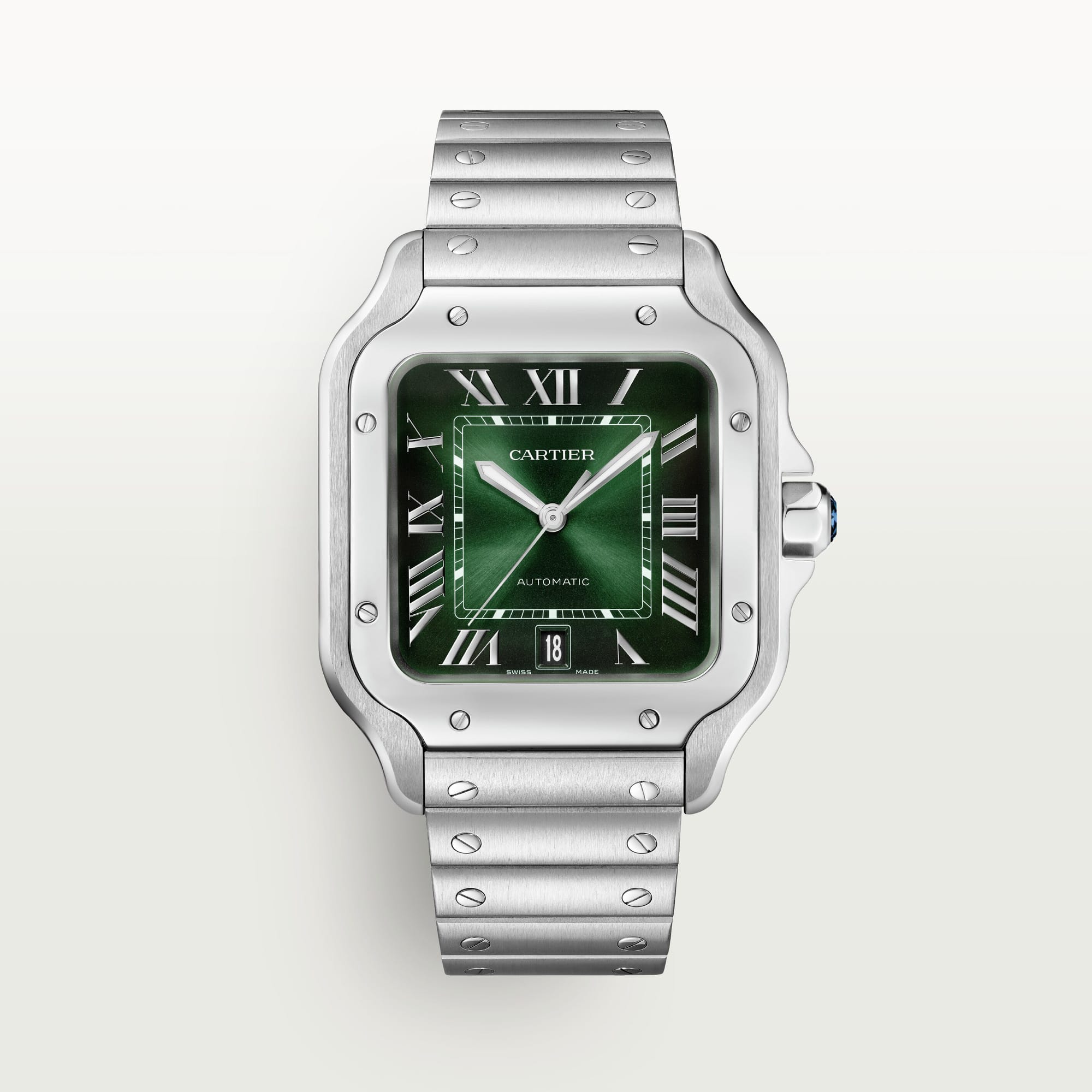 Fake Cartier Watch Santos de Cartier Large Stainless Steel Green Dial WSSA0062 BVF(1:1 replica) - Top club