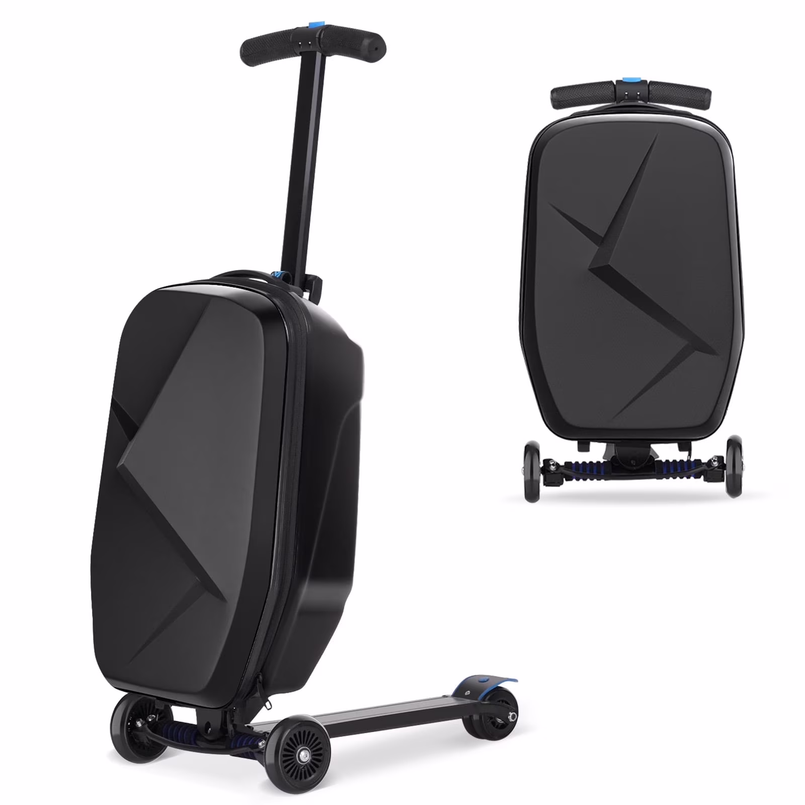 Advwin Scooter Luggage for Kids & Adults, Hardside Ride on Suitcase for Kids Ages 4-15 Multifunctional Lightweight Foldable Carry on Luggage with Wheels Ride on for Children Teenagers, Pink - Image 3
