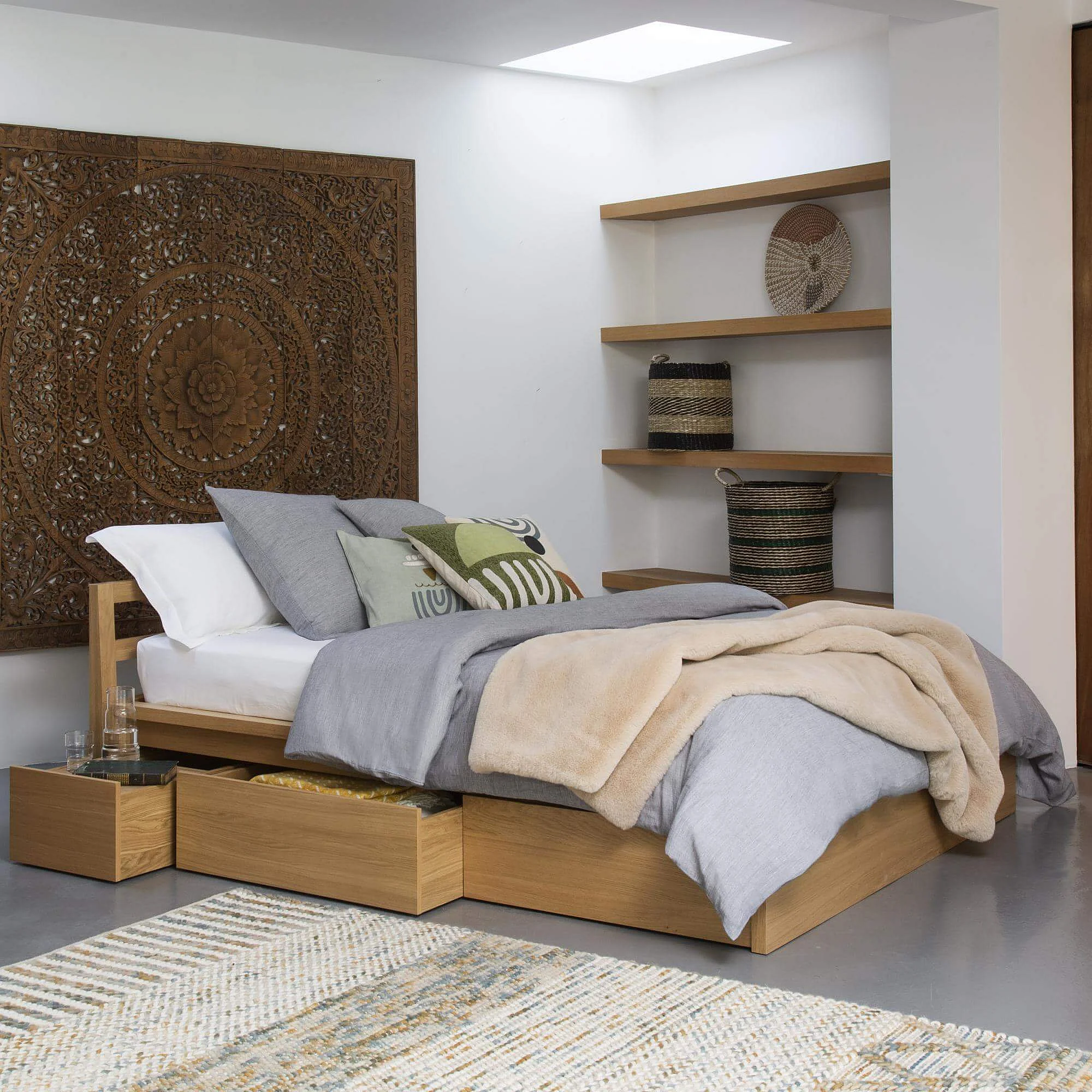 Blokker Doodle Bedframe met Opberglades - 140 x 190 cm - Eiken