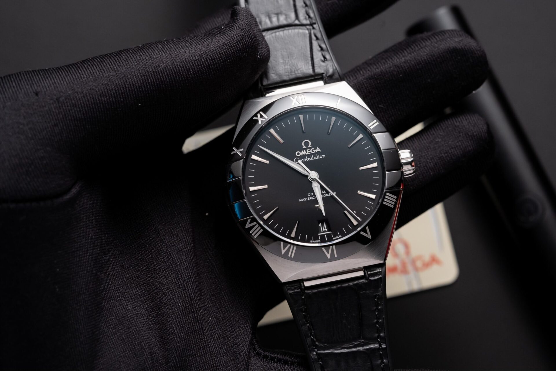 Omega Constellation Replica Watch Black Dial Leather Strap 42mm - Elite Watch Atelier