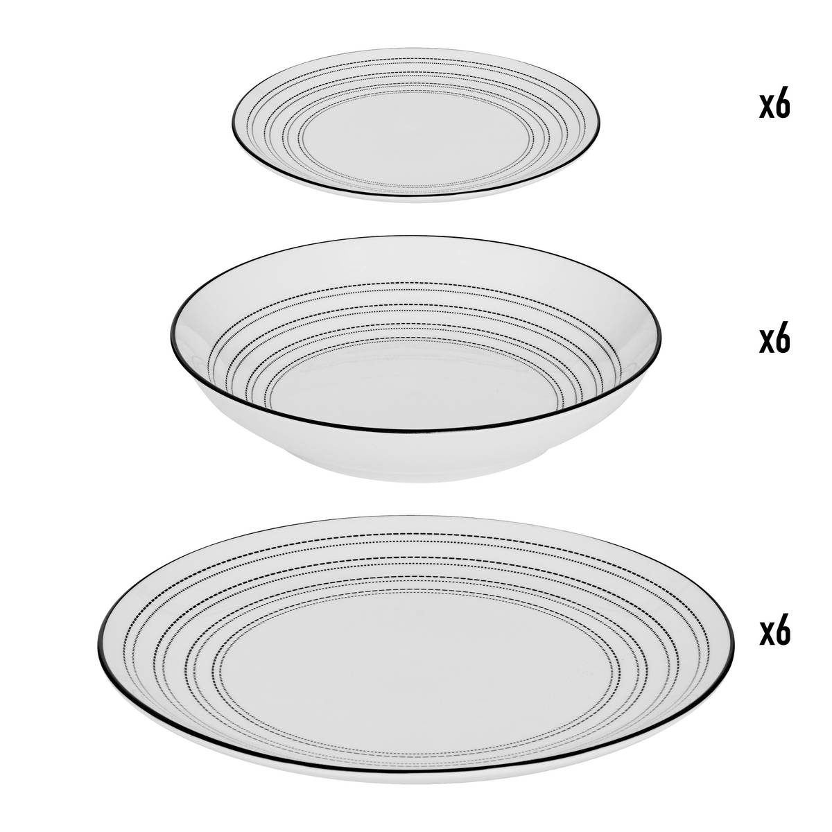 Dinnerware set Porcelain, 18 pieces, White