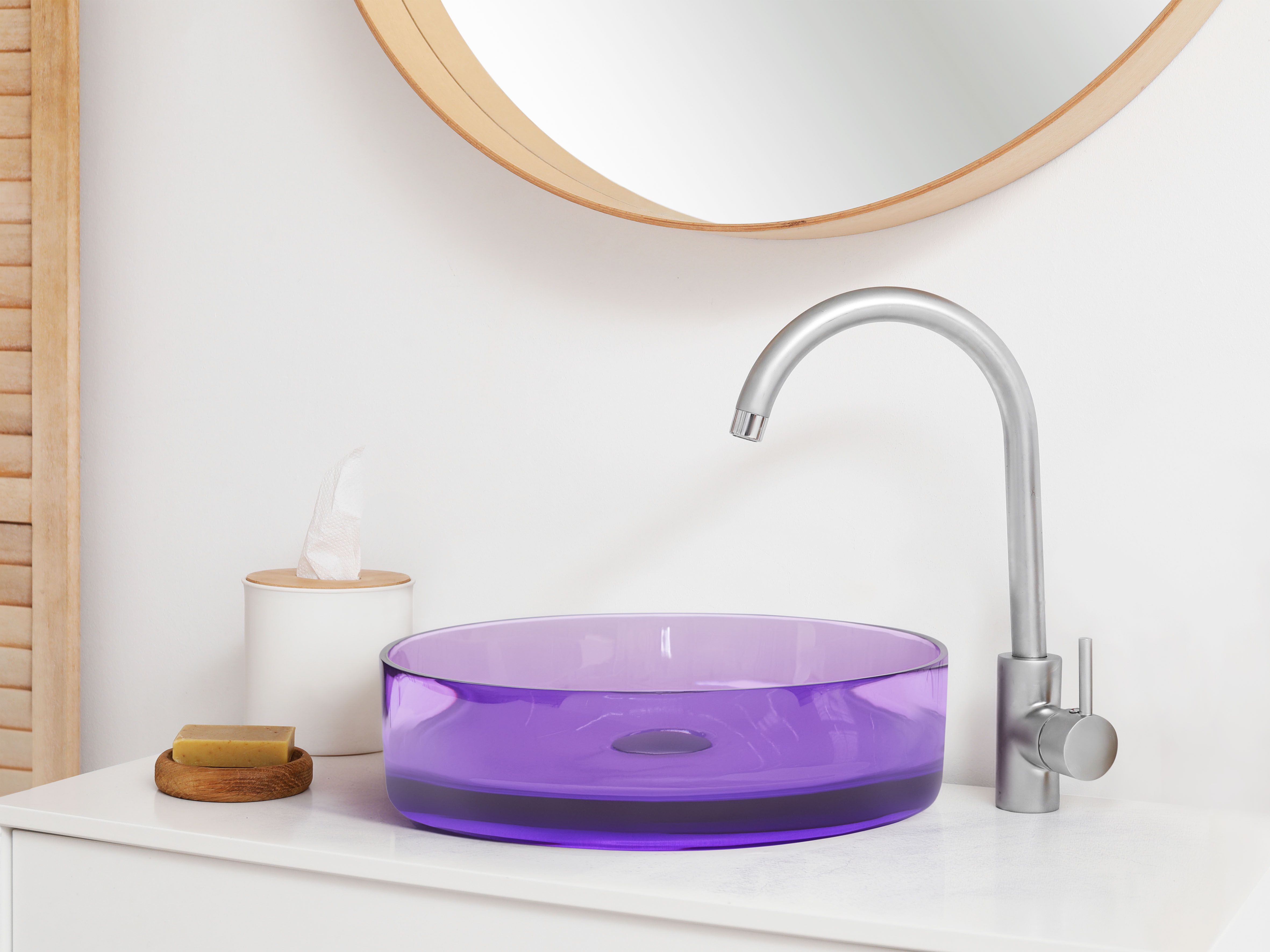 Countertop Basin TOLOSA ⌀ 360 mm Solid Surface Purple