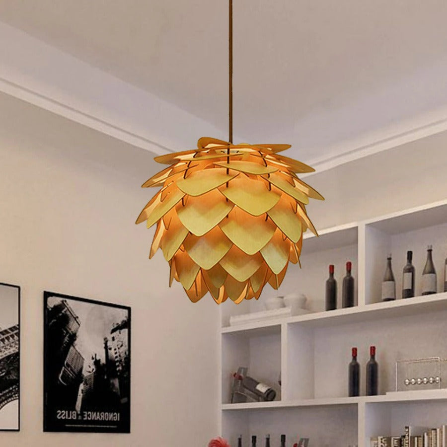 Rustieke Houten Hanglamp met Dimbare LED-Compatibiliteit voor Eettafel en Woonkamer - Verstelbaar Snoer en Natuurlijke Sfeer
