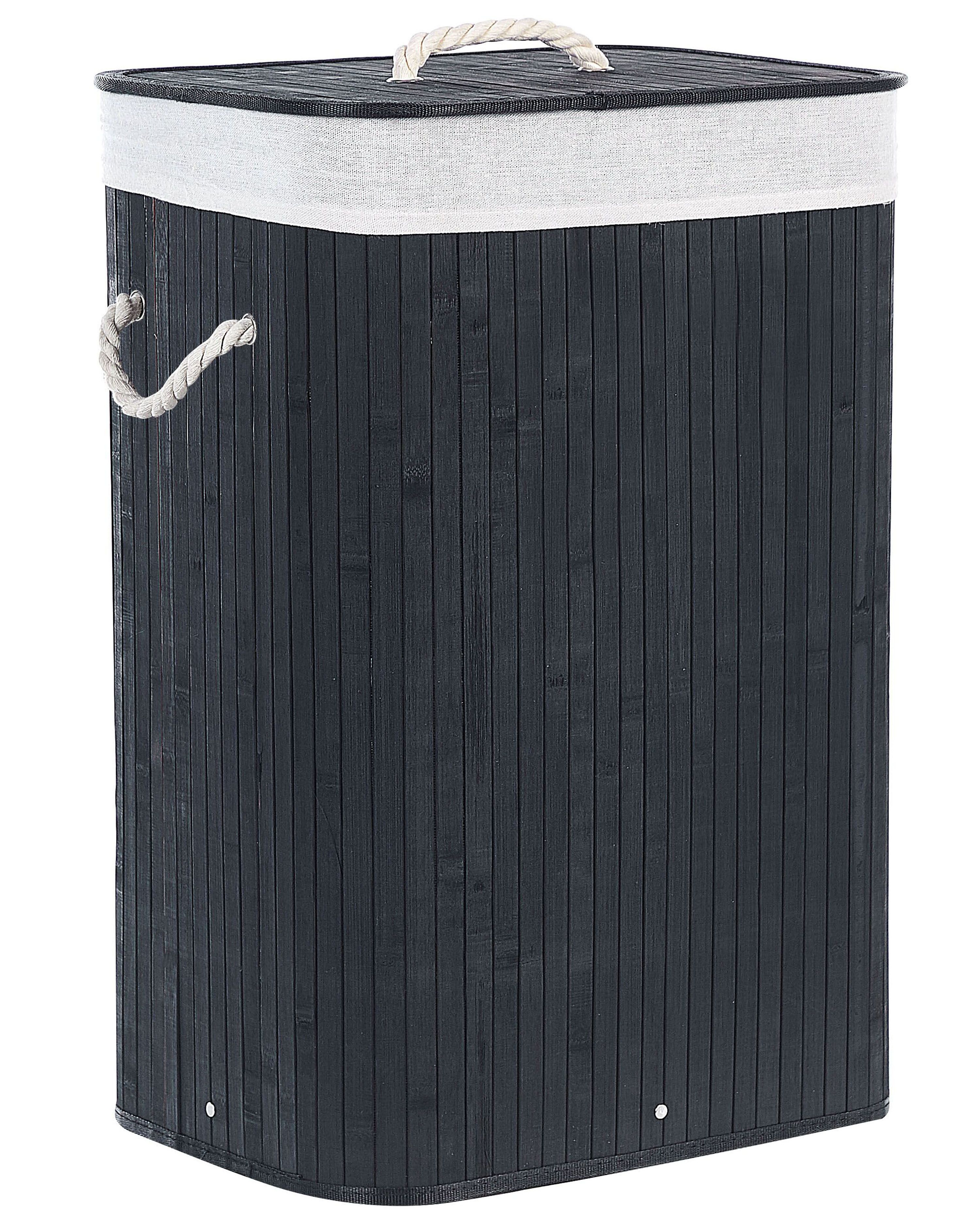 Laundry Basket KOMARI Bamboo Black 72 L