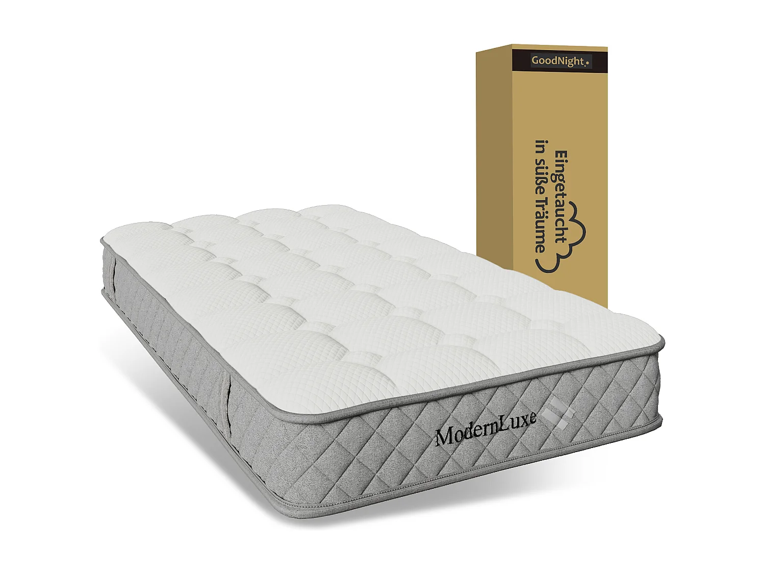 Matelas à ressorts 90x200 cm - 20 cm d'épaisseur - dureté H3 - avec noyau à ressorts ensachés à 7 zones - Blanc + Gris