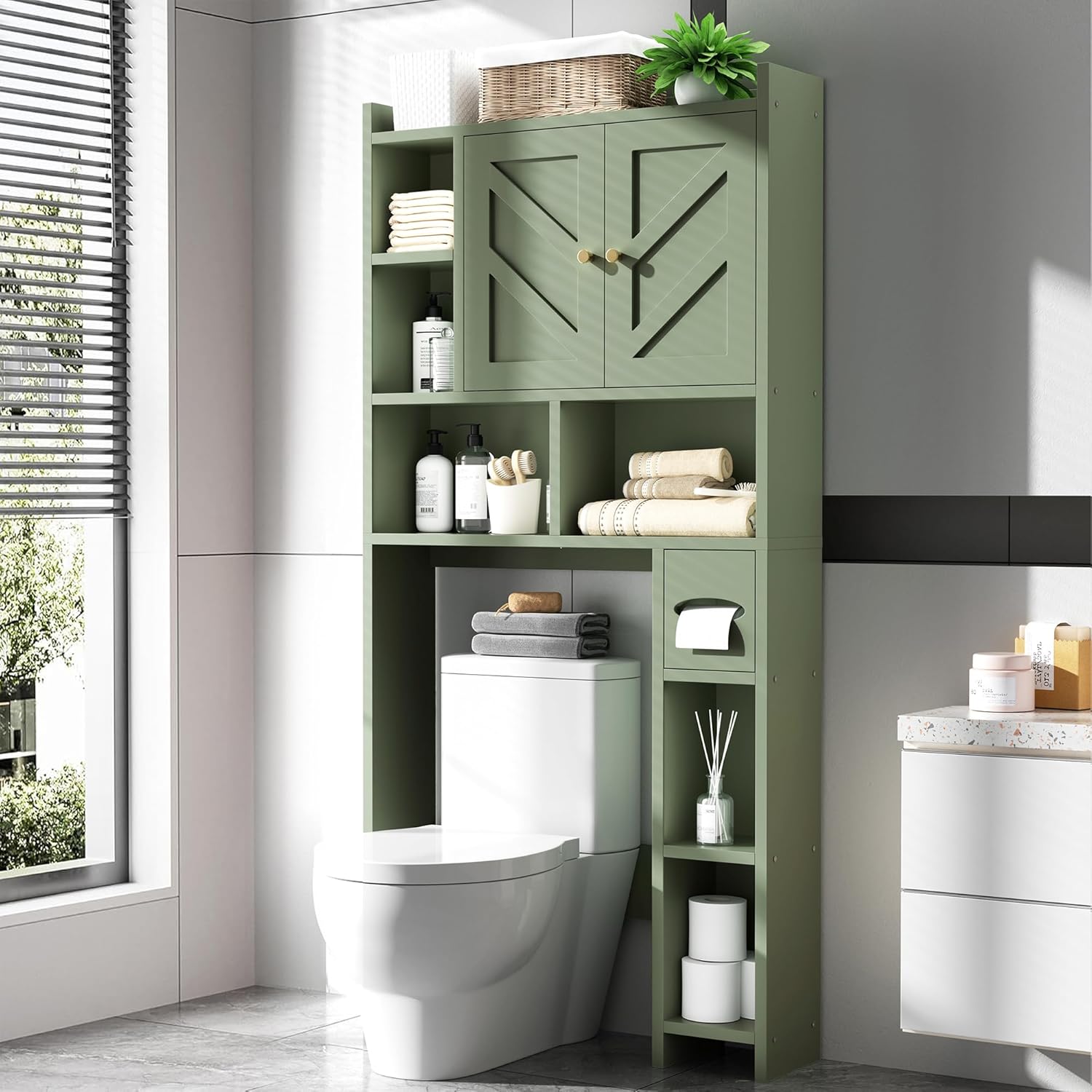 Meilocar Over The Toilet Storage Cabinet, 64.6