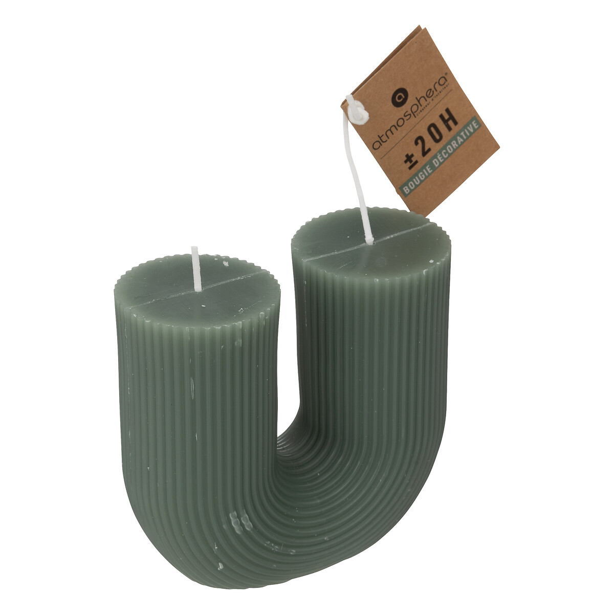 U-shaped candle "Demi" Celadon green, 400g