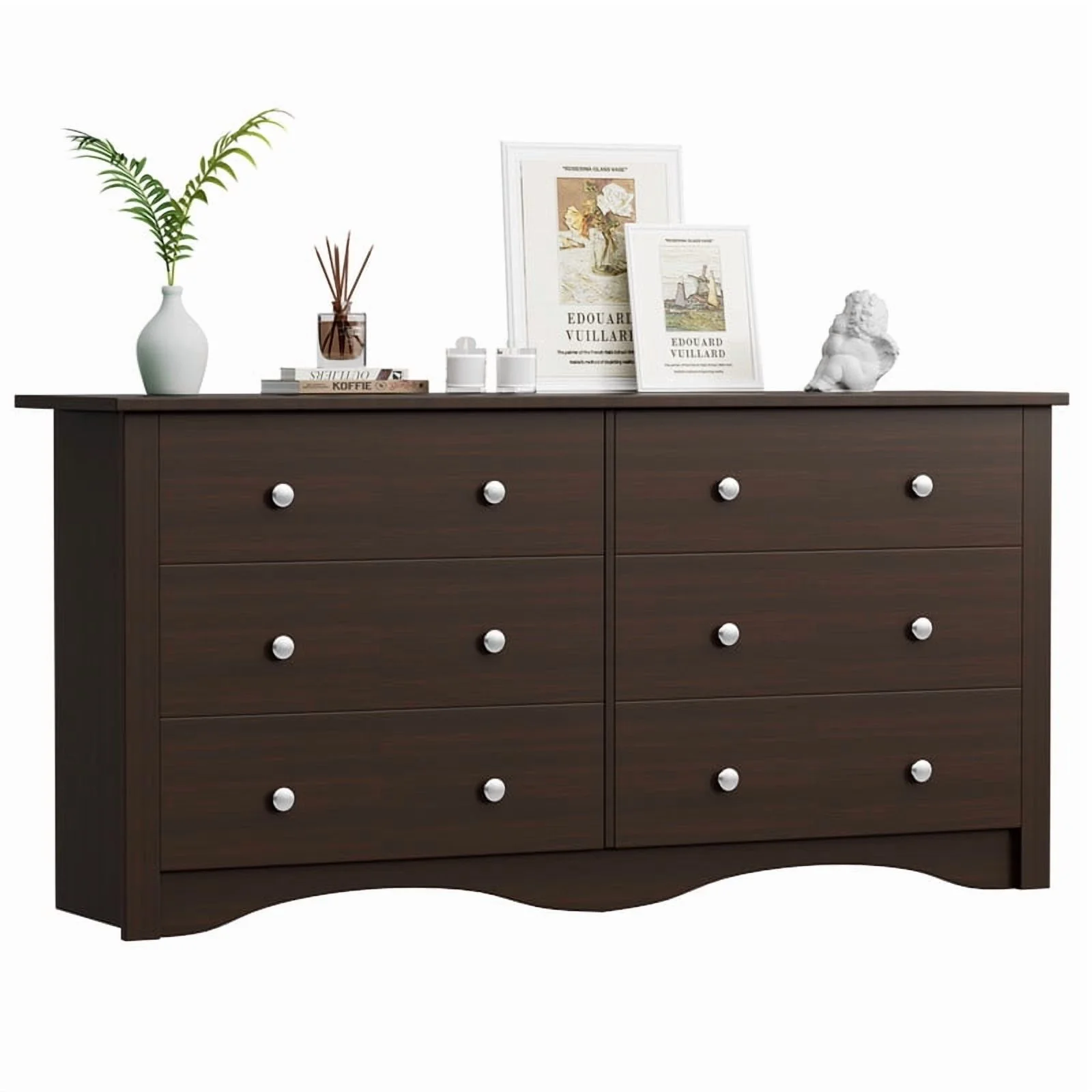 Lumihaven Rustic Modern Chest of 6 Drawers,Extra Wide Double Dresser for Master Bedroom or Nursery Storage,Black - Image 13