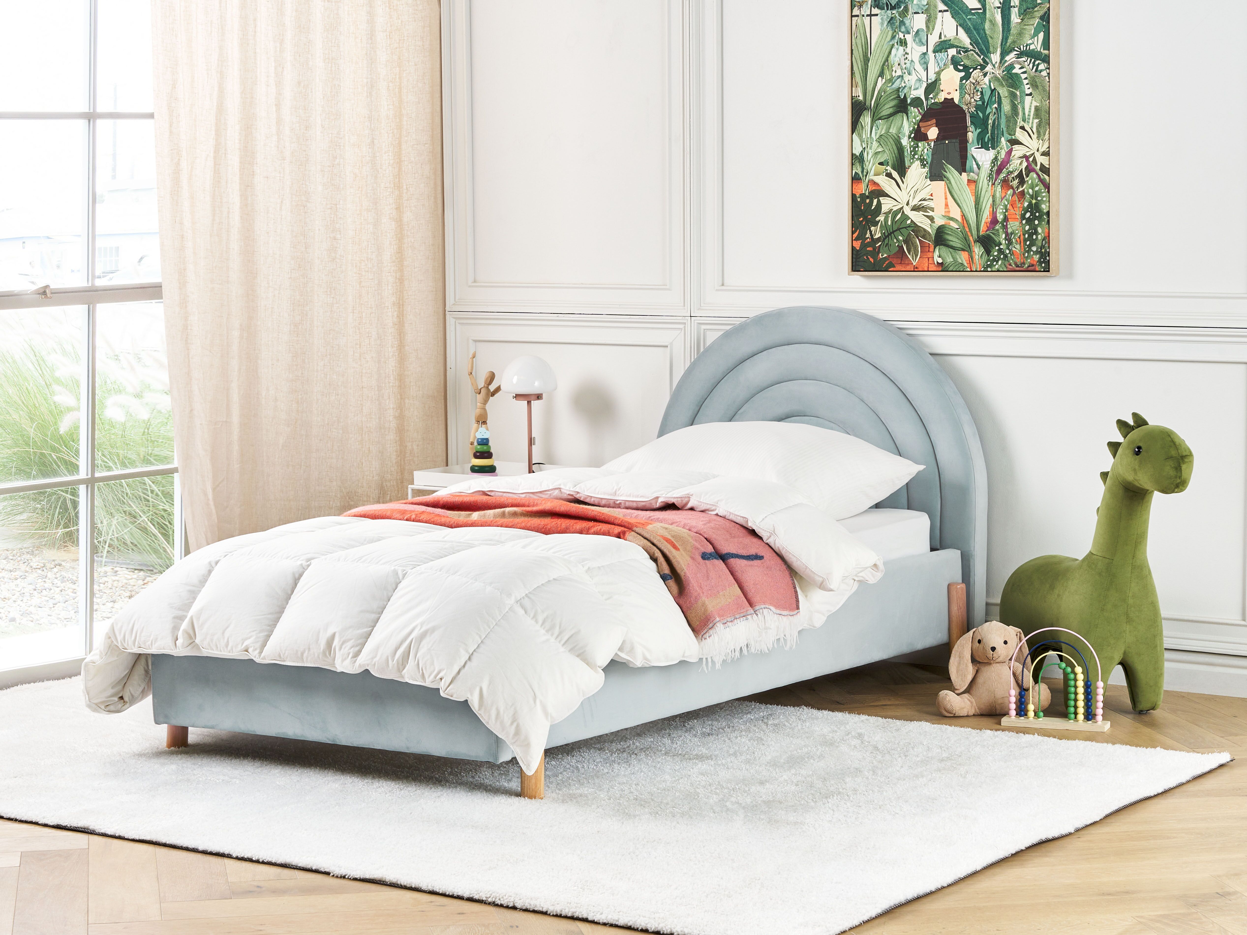 Kids Bed Velvet ANET 90 x 200 cm (EU Single) Light Blue