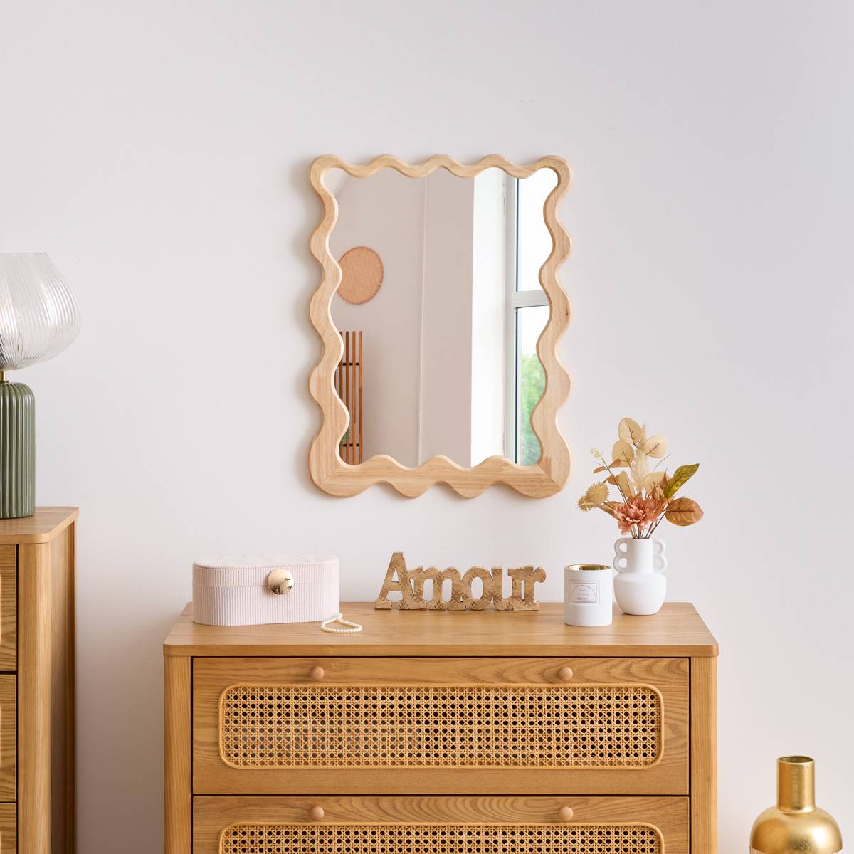 Wall Mirror "Brooke" Beige, 62x48 cm