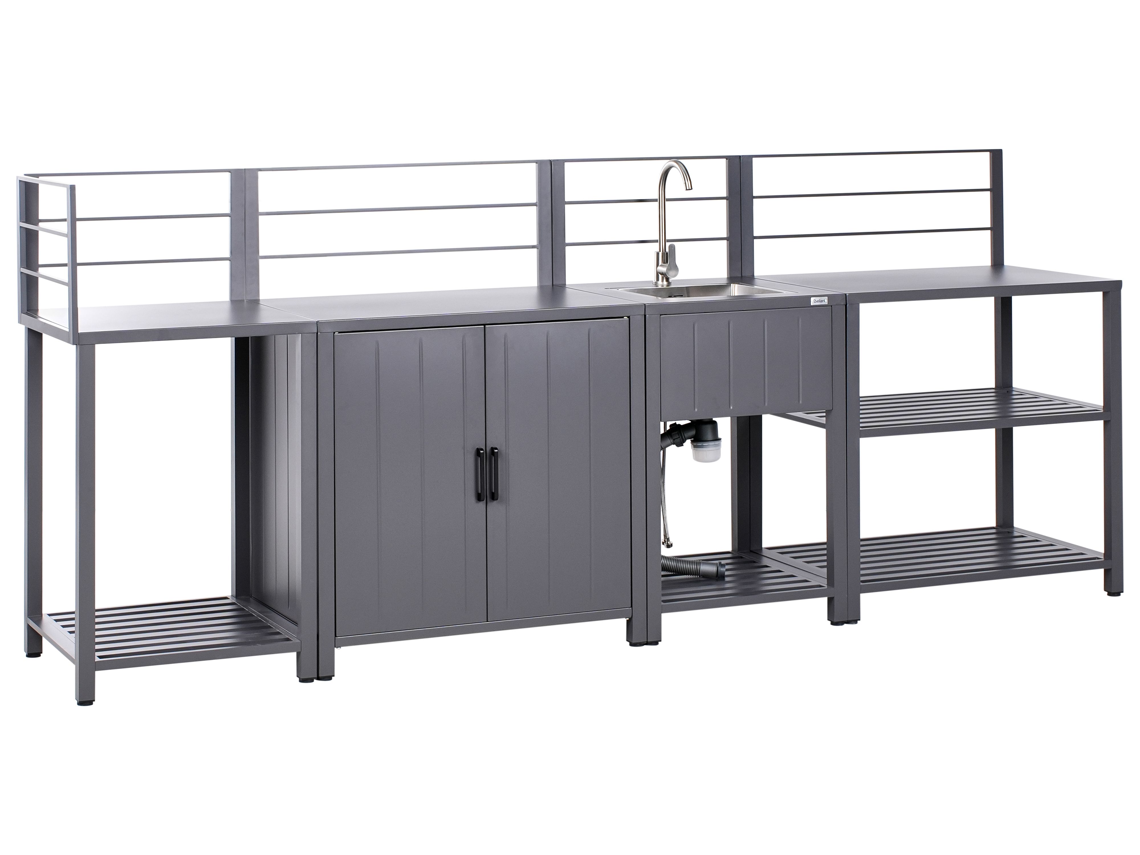 4 Piece Outdoor Kitchen Set with Sink VIGGIANO Metal Grey
