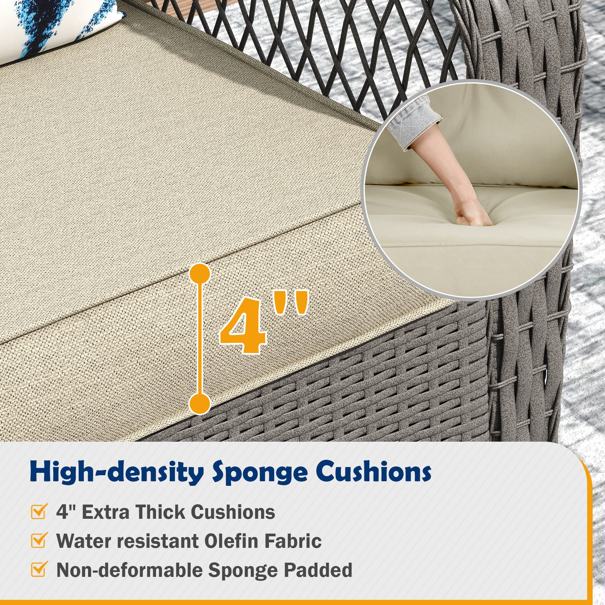 ELPOSUN 3-Piece Outdoor Rocking Chairs, Wicker Patio Furniture with Thickened Cushions and Table for Porch - Image 43