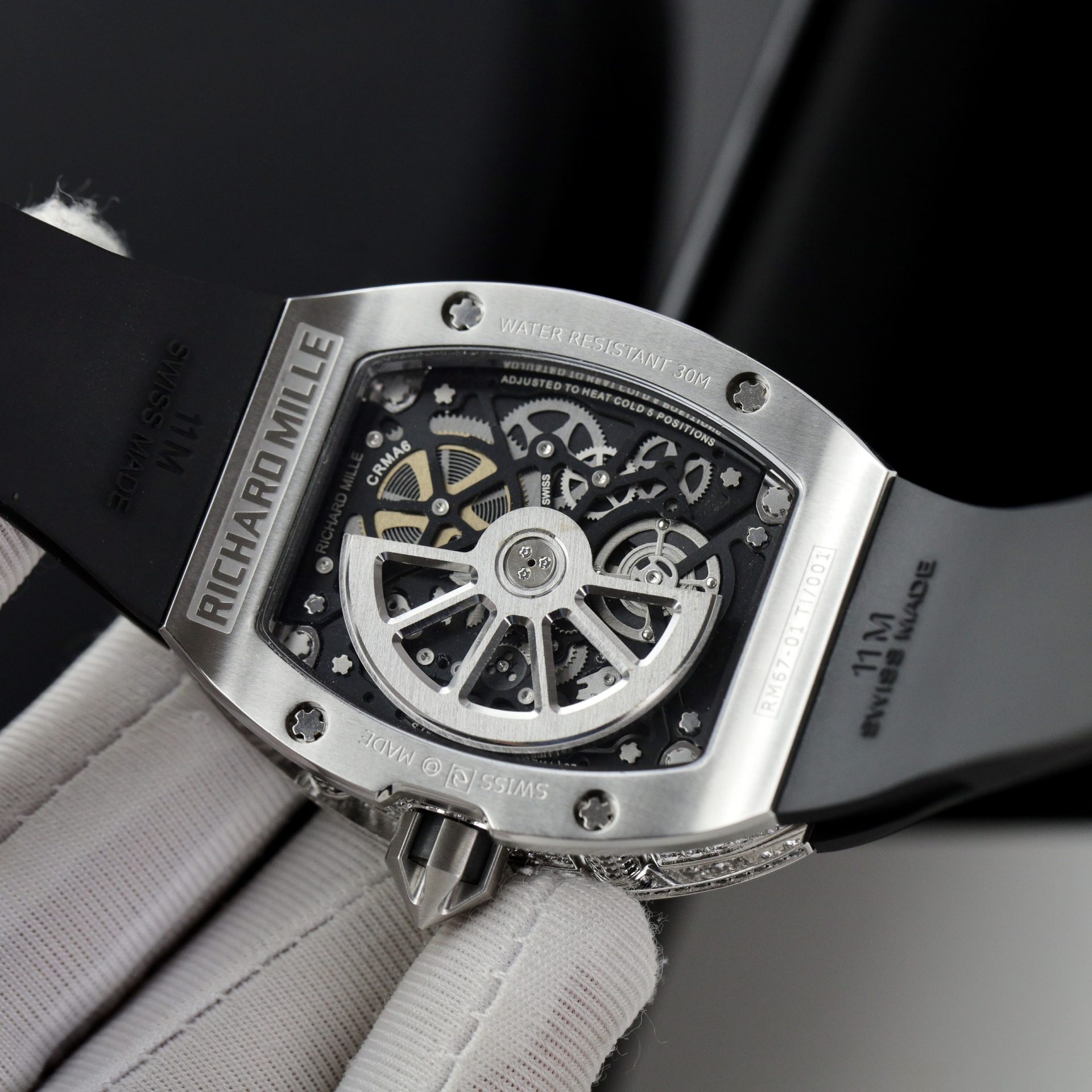 Richard Mille Replica 1:1 Watch RM67 Black Face With Stone Automatic Mechanical 40mm - Top club