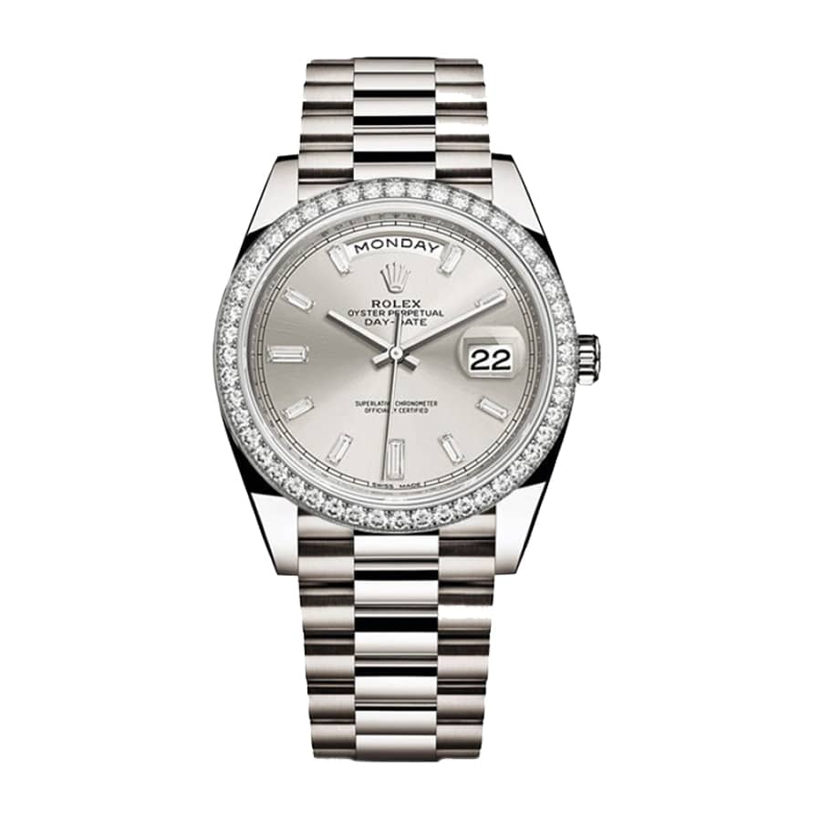 Rolex Day-Date 228349RBR Diamond Bezel Sundust Dial Replica - Elite Watch Atelier