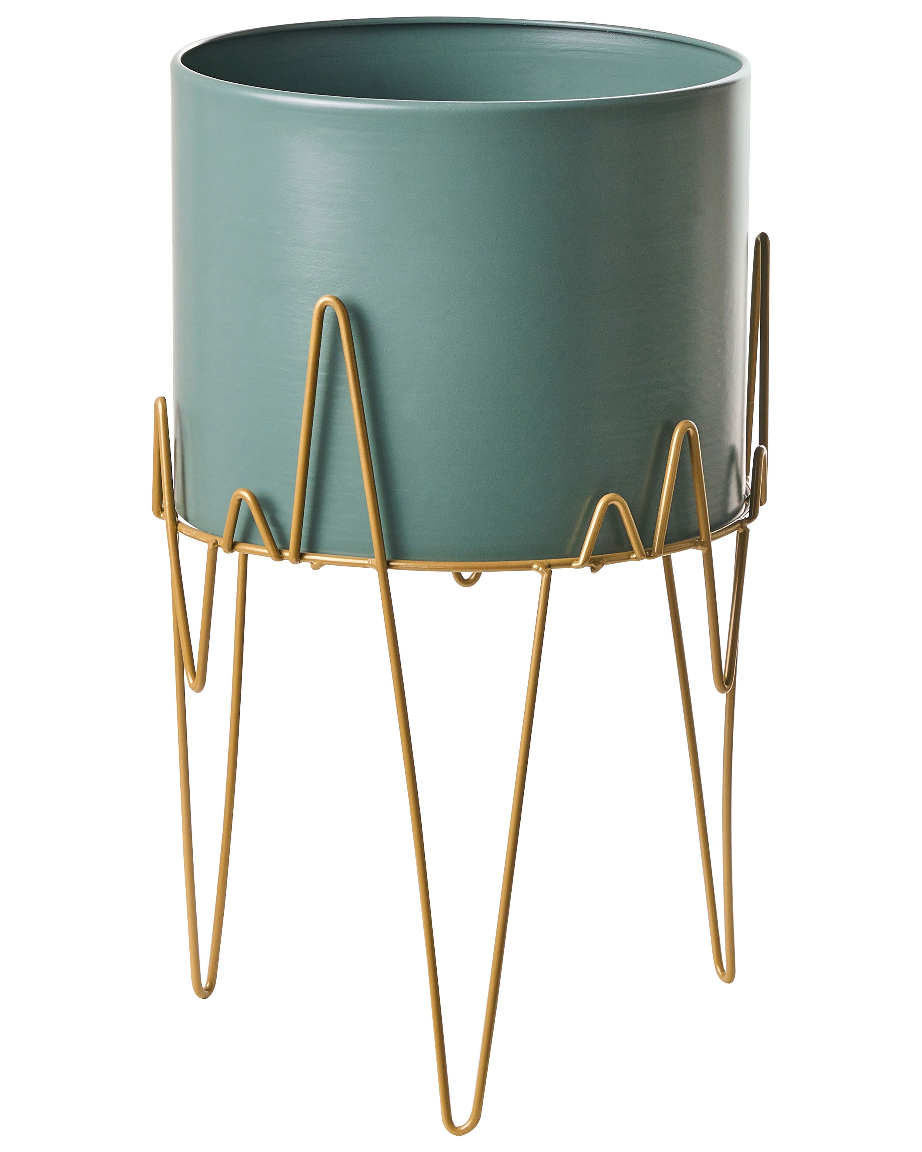 Elevated Plant Pot KALANDRA Metal 29 cm Dark Green