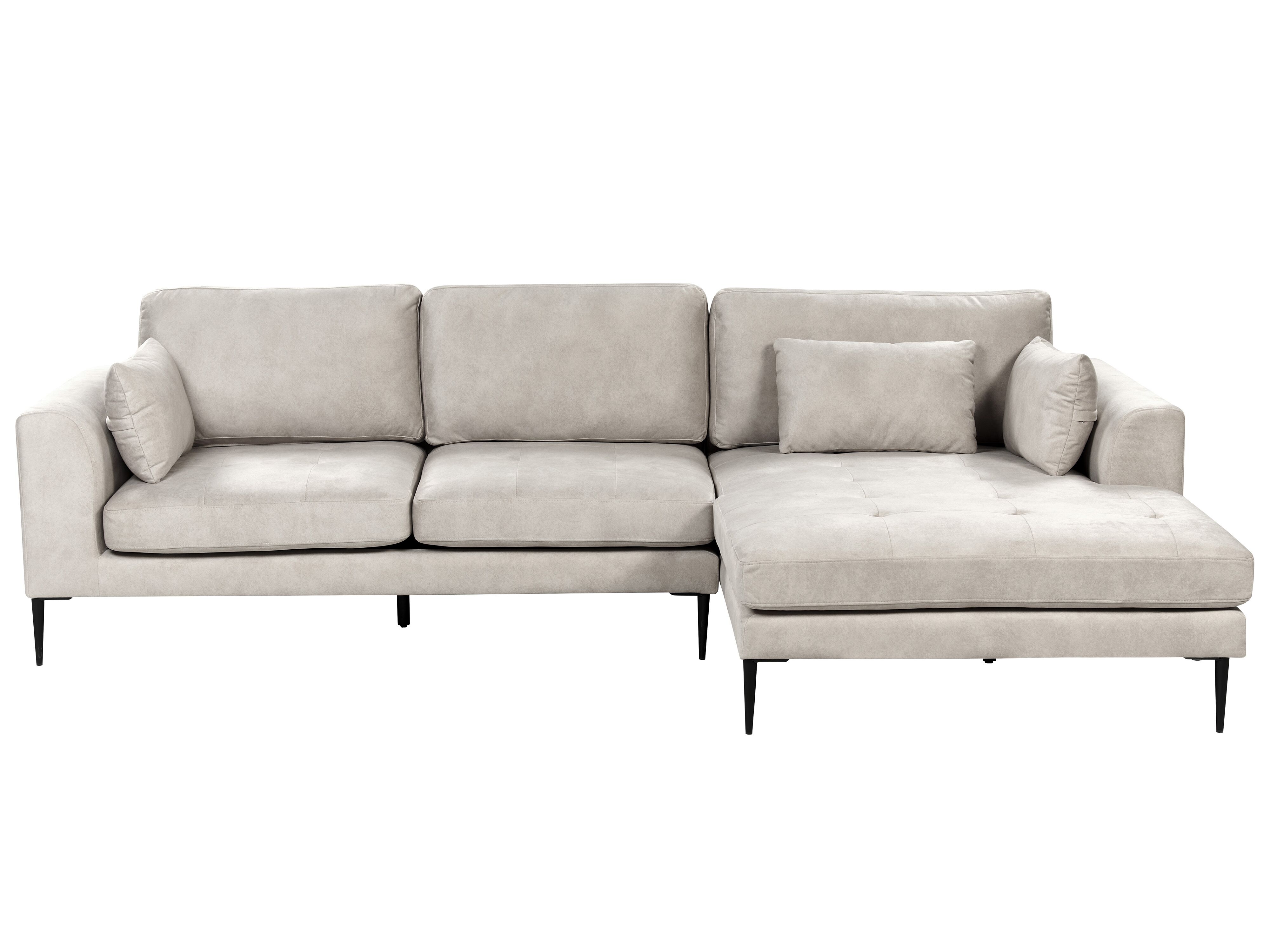 Corner Sofa 3 Seater FLAM Velvet Grey Left Hand