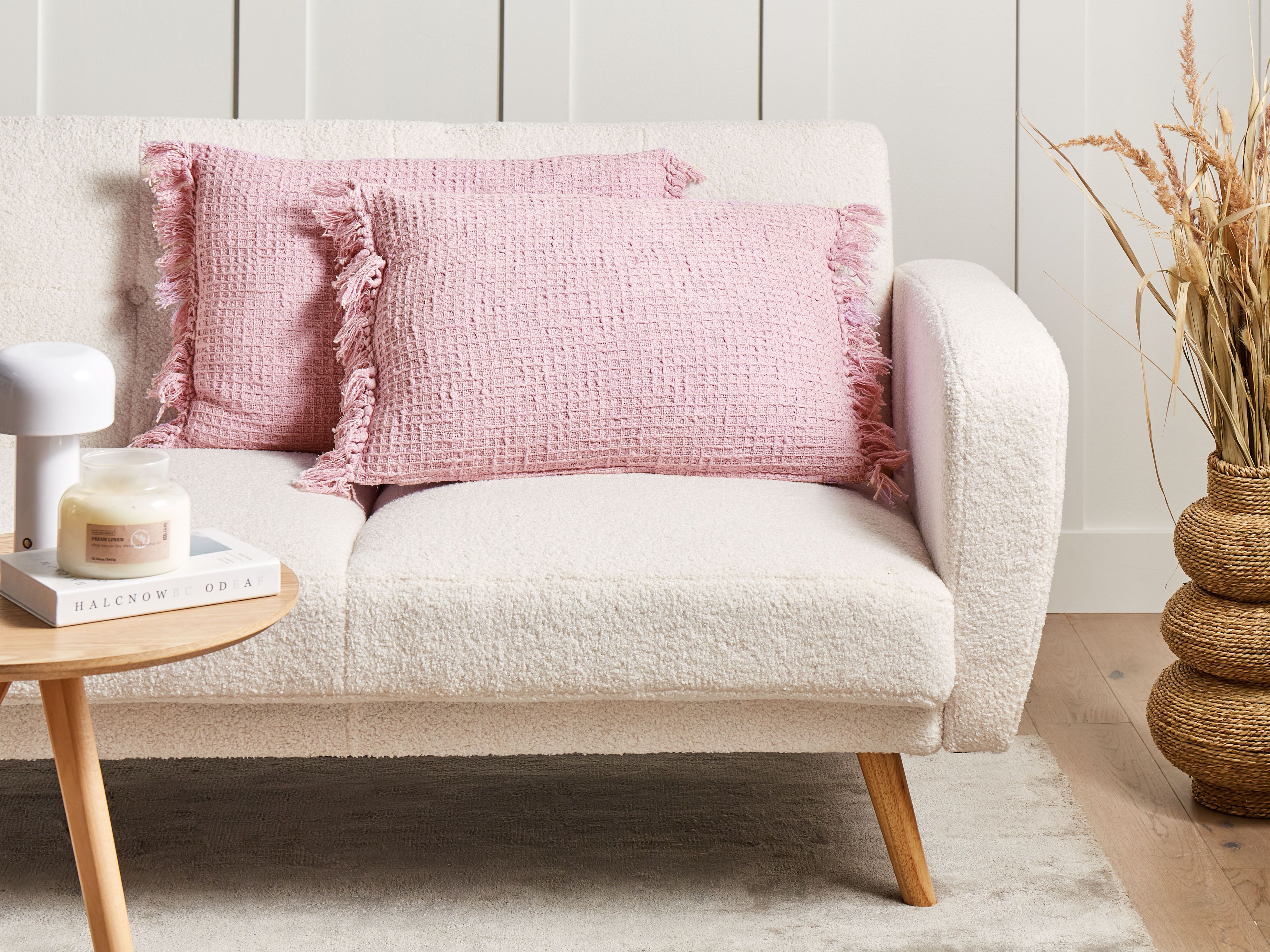 Set of 2 Decorative Cushions TANSY Cotton 40 x 60 cm Pink Solid