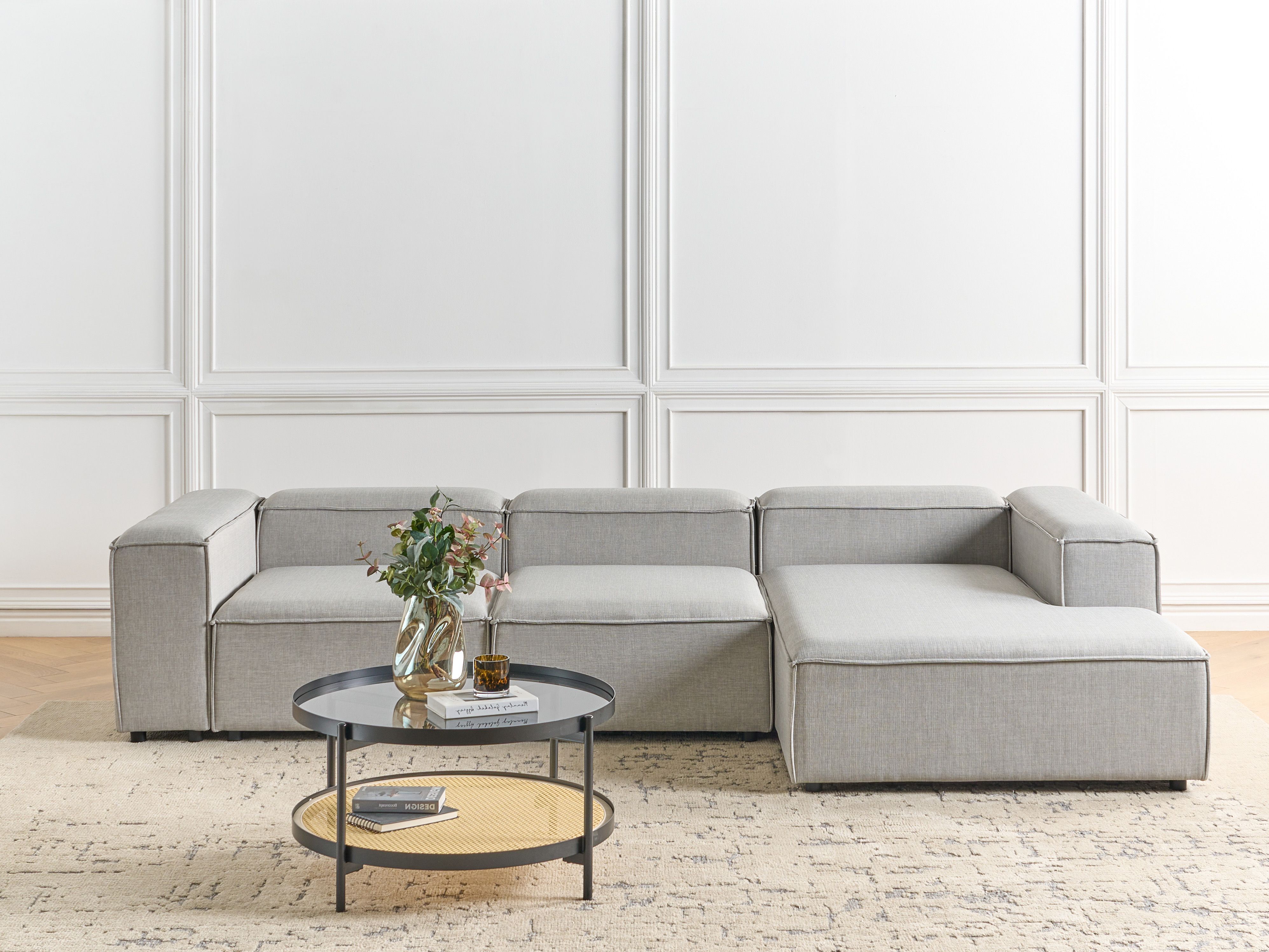 Modular Corner Sofa 4 Seater ARDAL Fabric Light Grey Left Hand