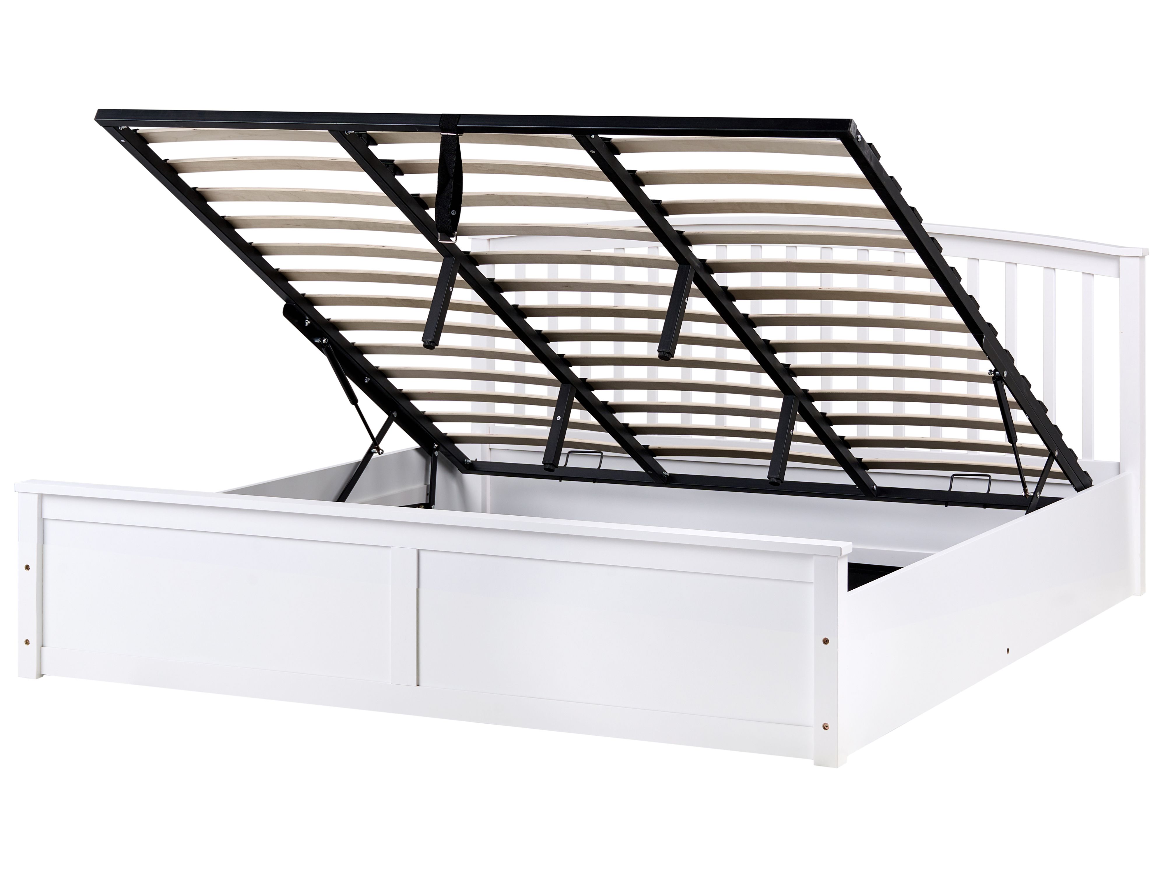 Ottoman Bed Pine Wood CLARBEC 180 x 200 cm (EU Super King) White