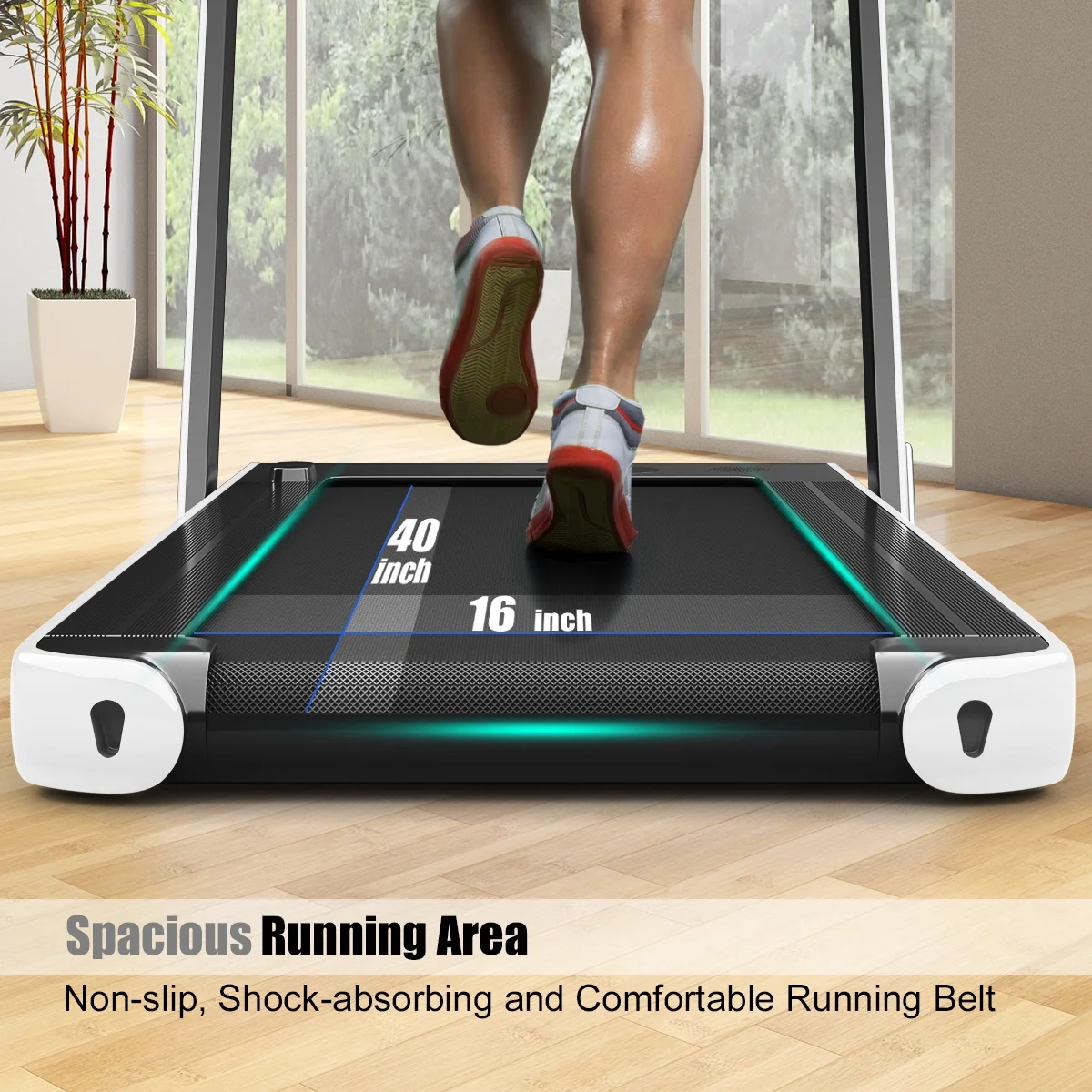 Gymax 2 in 1 Folding Treadmill 2.25HP Running Machine w/ Dual Display APP Control Black - Image 36