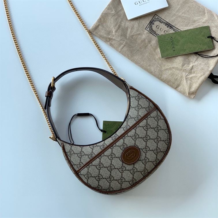 Half-moon-shaped mini bag with Interlocking G Beige and ebony – GB1161:1High-quality replica