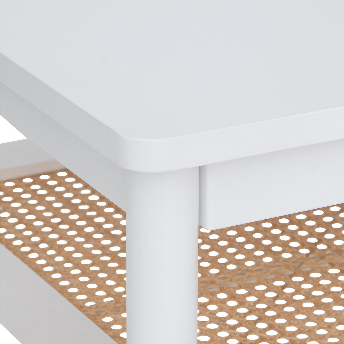 "Cabras" coffee table White wood, Rattan, 110x60 cm