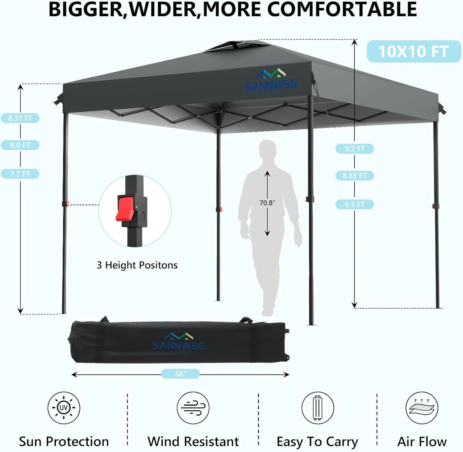 10x10 Commercial Pop-Up Canopy Tent With 3 Sidewalls - One Person Setup - Image 2 10x10 Commercial Pop-Up Canopy Tent With 3 Sidewalls - One Person Setup - Image 2