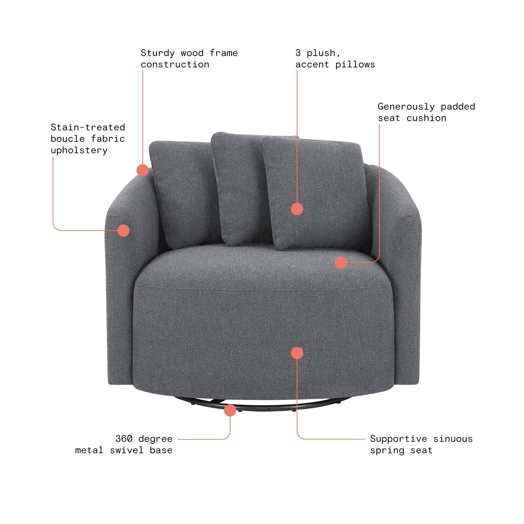 Beautiful Drew Accent Chair by Drew Barrymore, Cream Boucle - Image 19