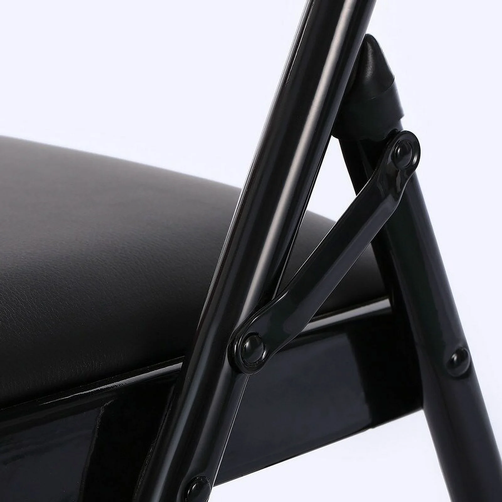 Folding Chairs with Leather Padded Seats Black for Home Office 6-Pack