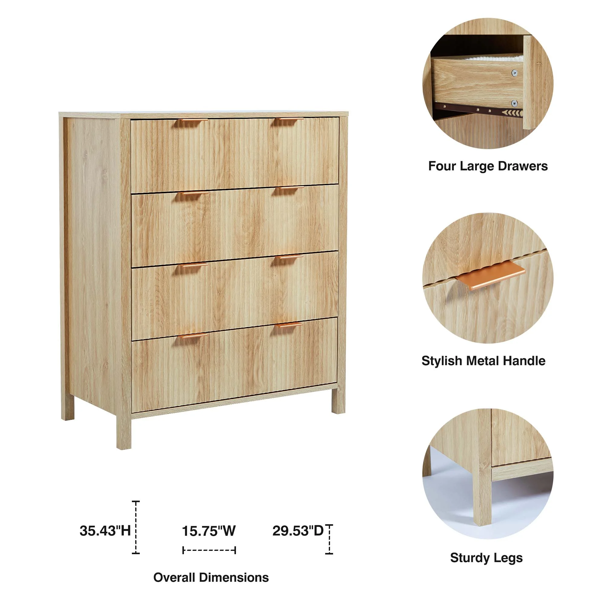 YOCWO Fluted Nightstand for Bedroom Set of 2 , Wood Bedside Table Set of 2 with Drawers, Black - Image 58