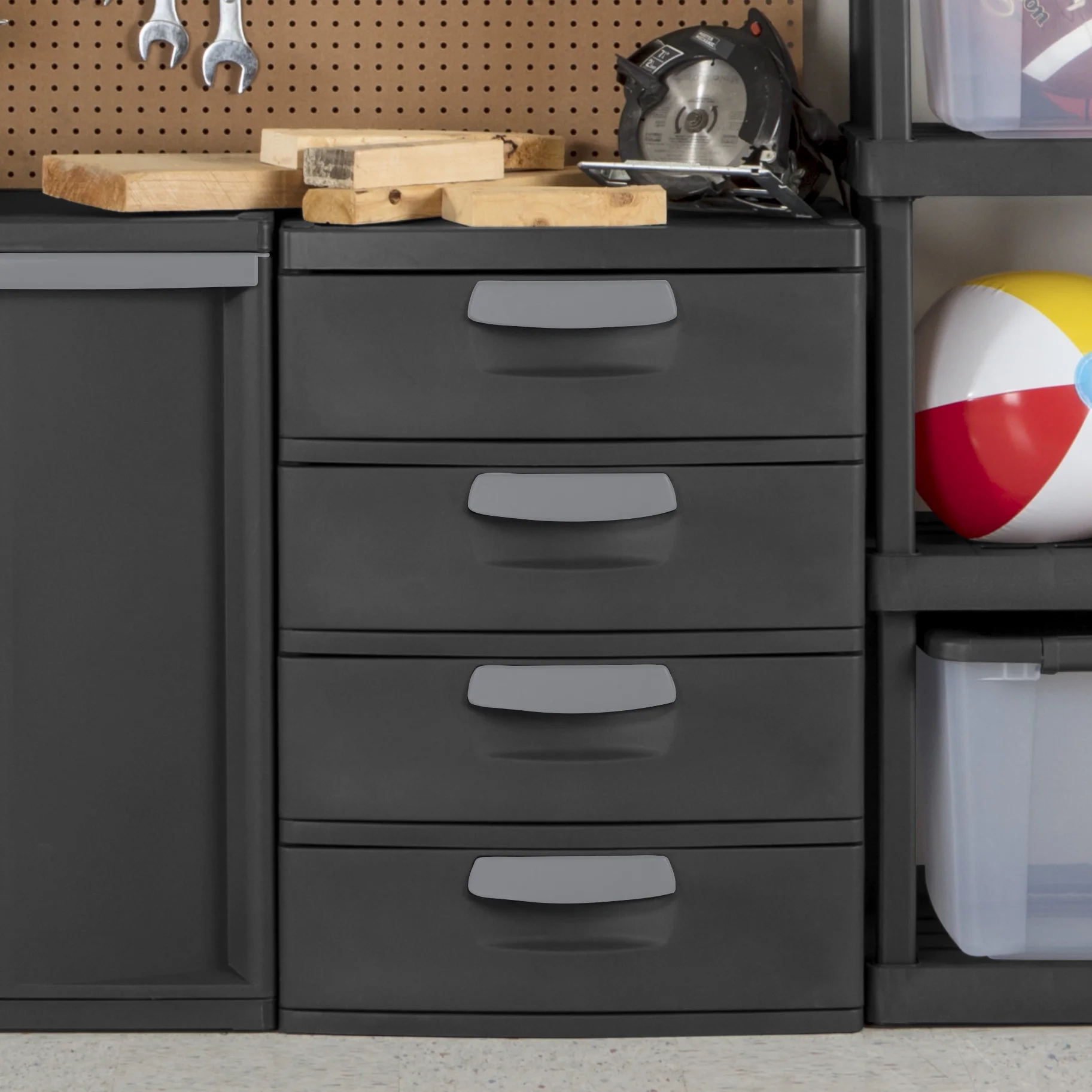 Sterilite 4 Drawer Unit, Durable Plastic Storage Solution for Garages and Basements, Dark Gray - Image 8
