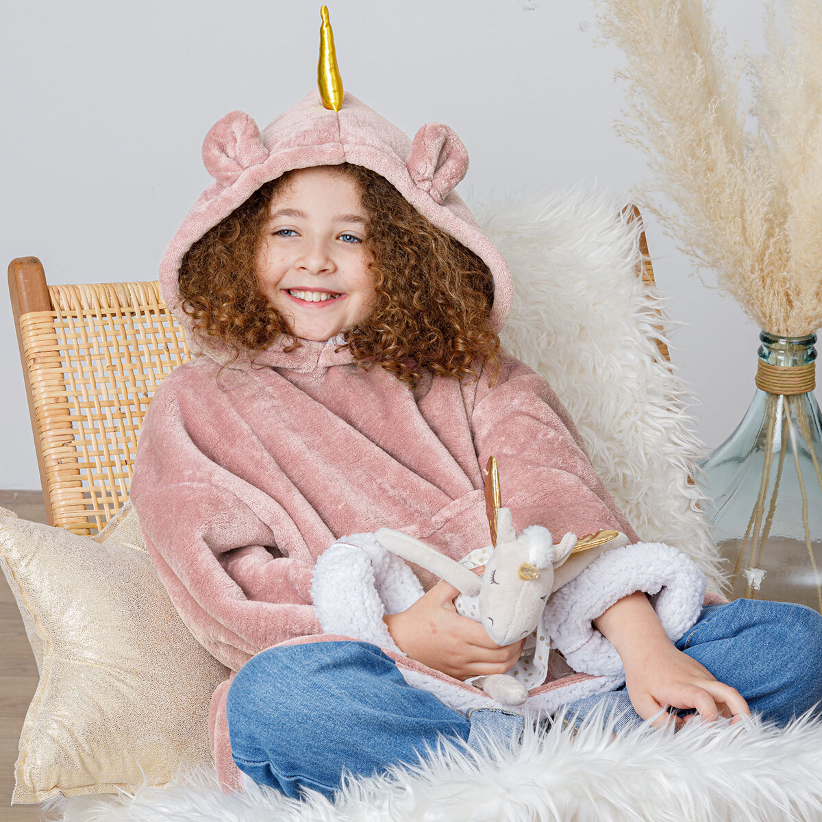 Fur slanket plaid "Unicorn" Rose, 3 to 10 years