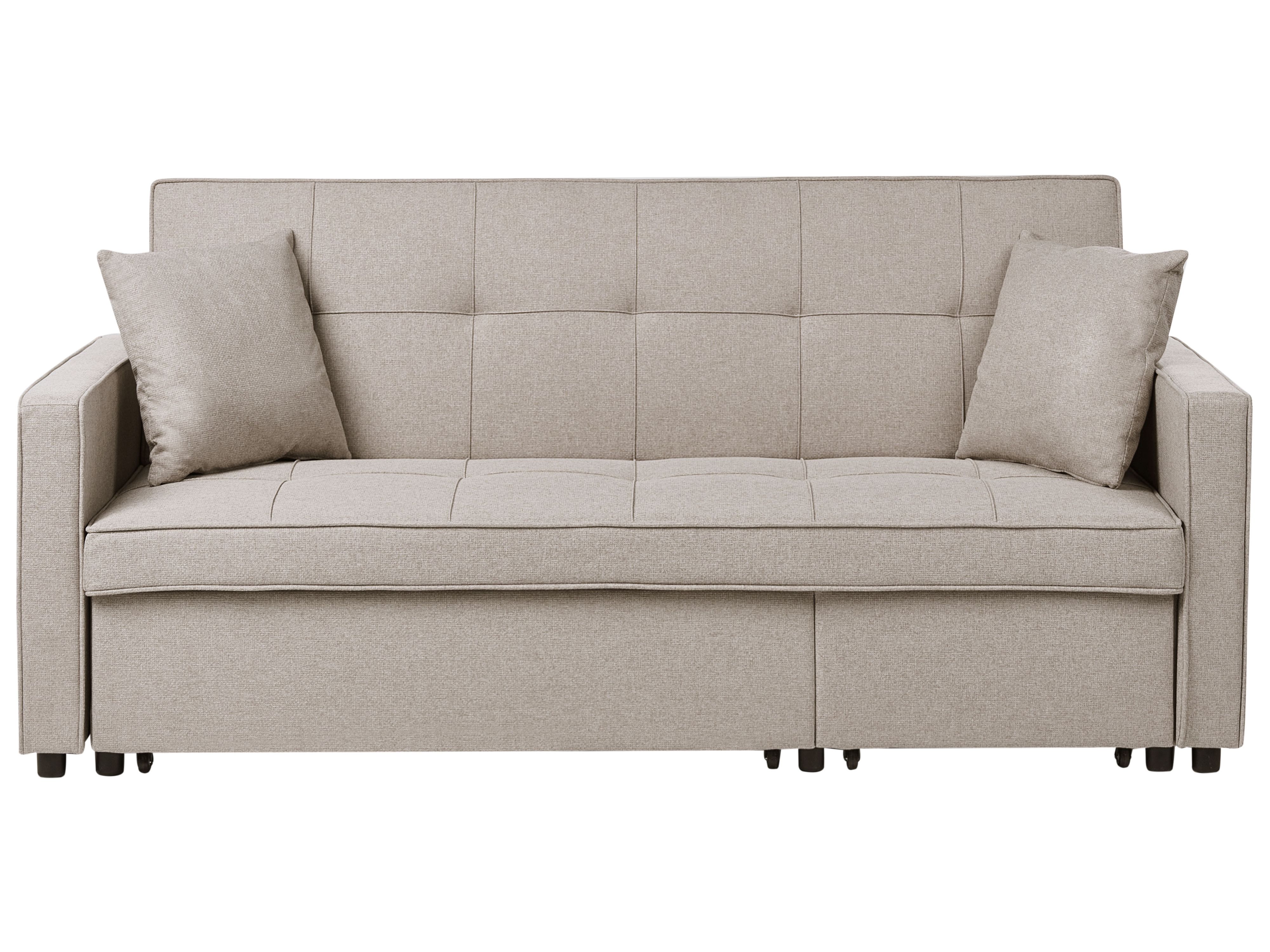 Sofa Bed 3 Seater GLOMMA Fabric Beige