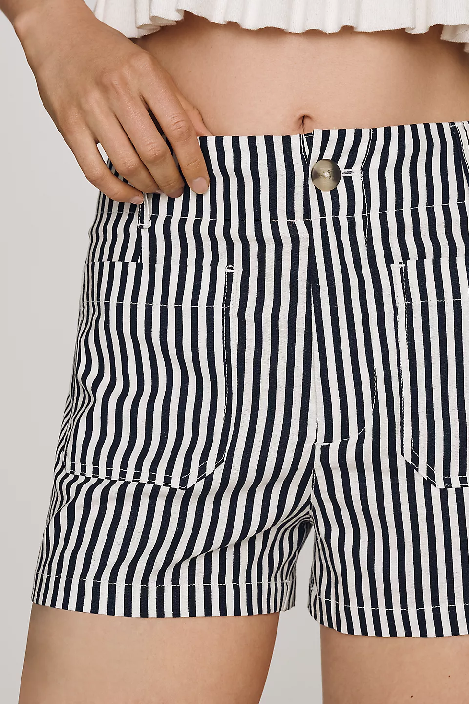 Linen Stretch High-Rise Shorts - Sale Print