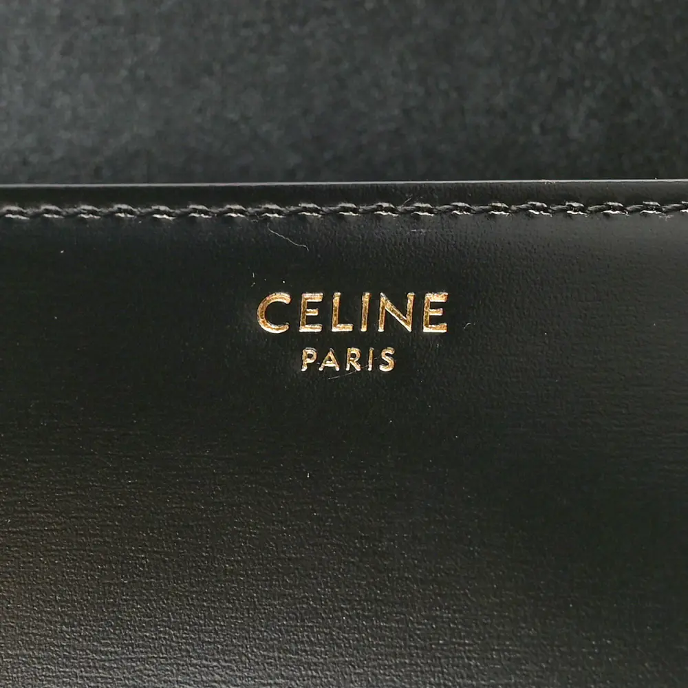 Replica Celine Black Calfskin Triomphe Shoulder Bag with Gold Hardware